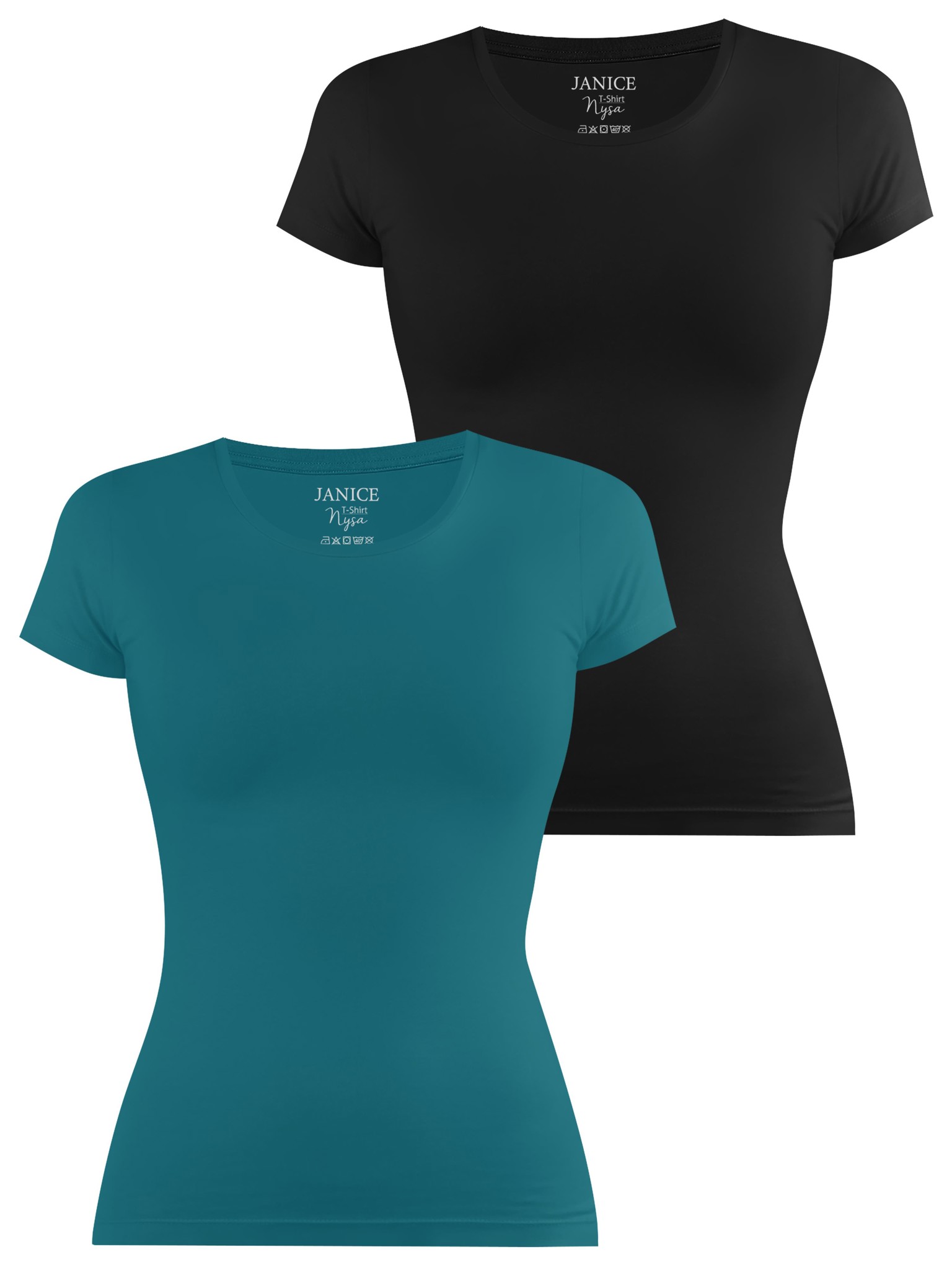 Bild von 2 x Damen T-Shirt „Nysa“ Petrol/Schwarz