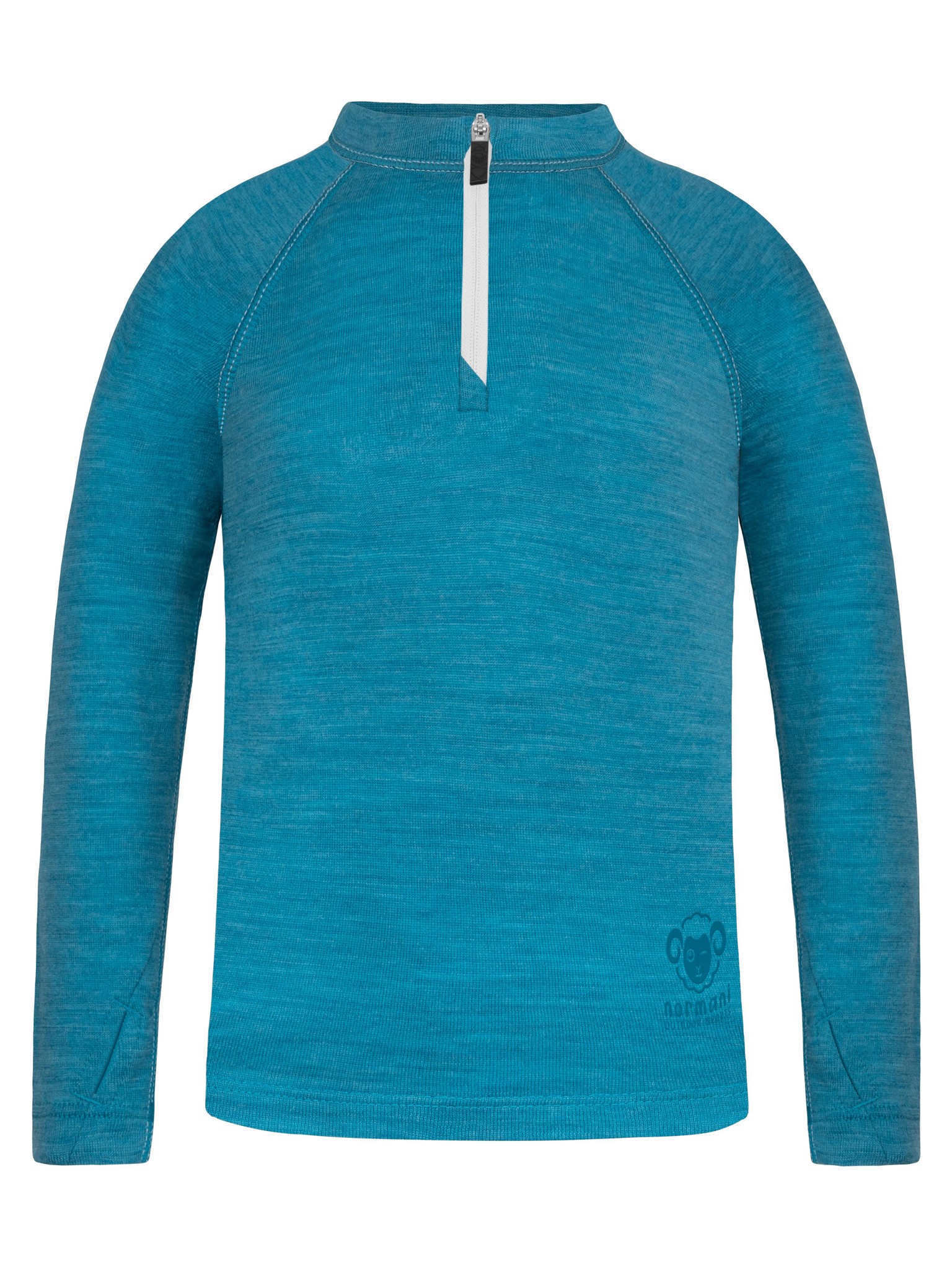 Bild von Kinder Merino Langarm mit 1/4 Zipper „Nyapari“ Blau
