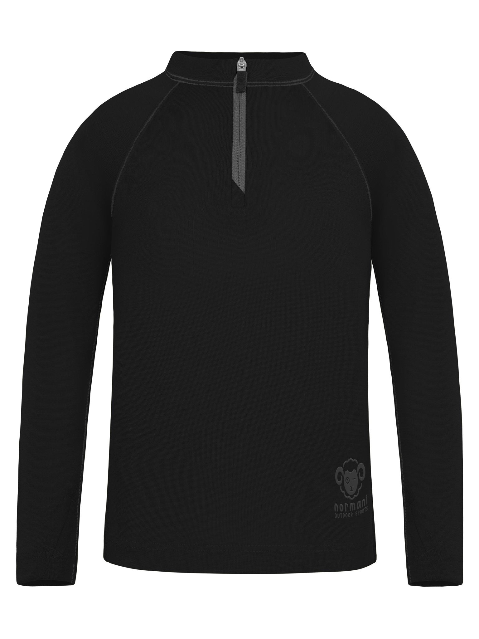 Bild von Kinder Merino Langarm mit 1/4 Zipper „Nyapari“ Schwarz