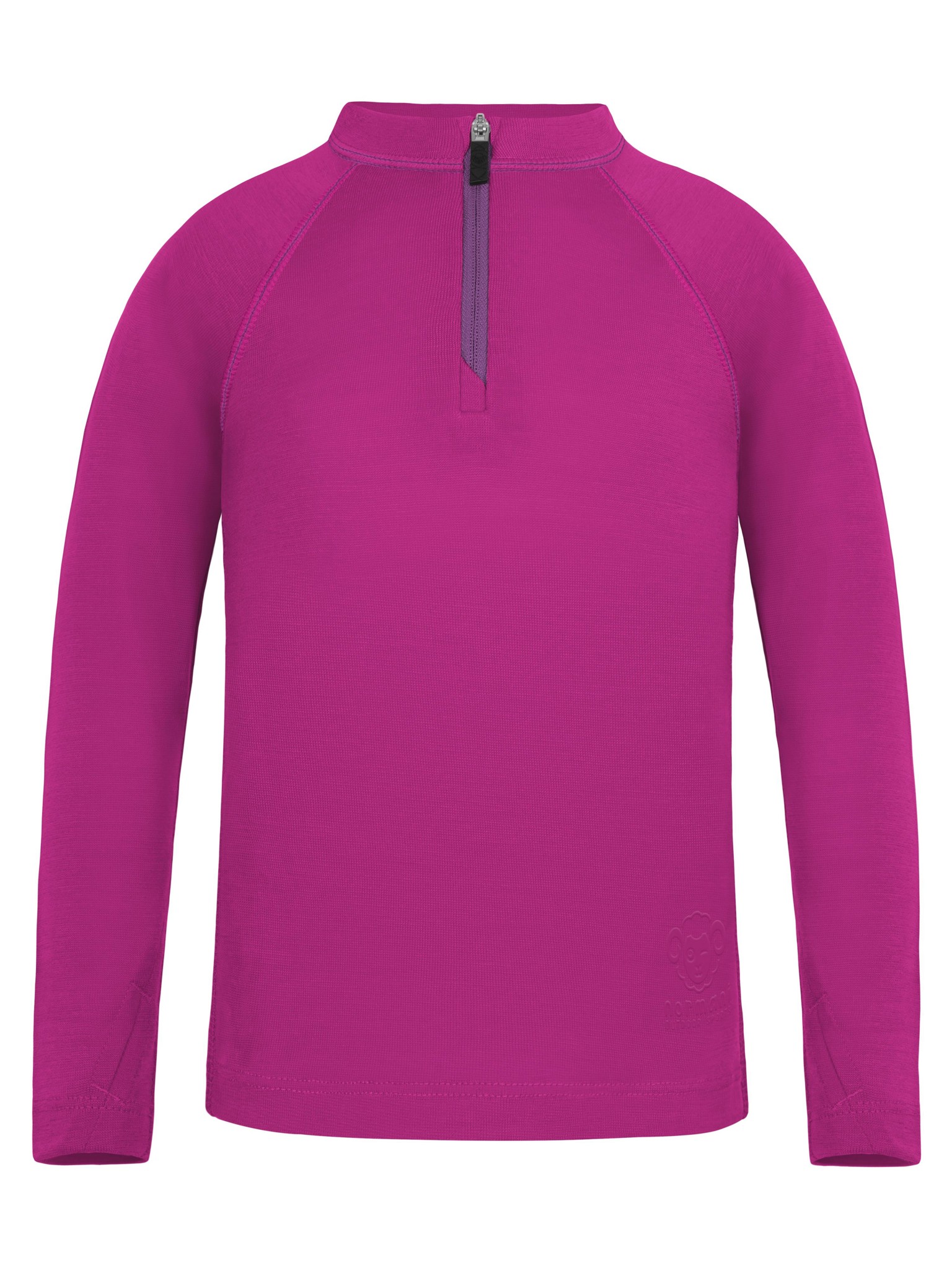 Bild von Kinder Merino Langarm mit 1/4 Zipper „Nyapari“ Fuchsia