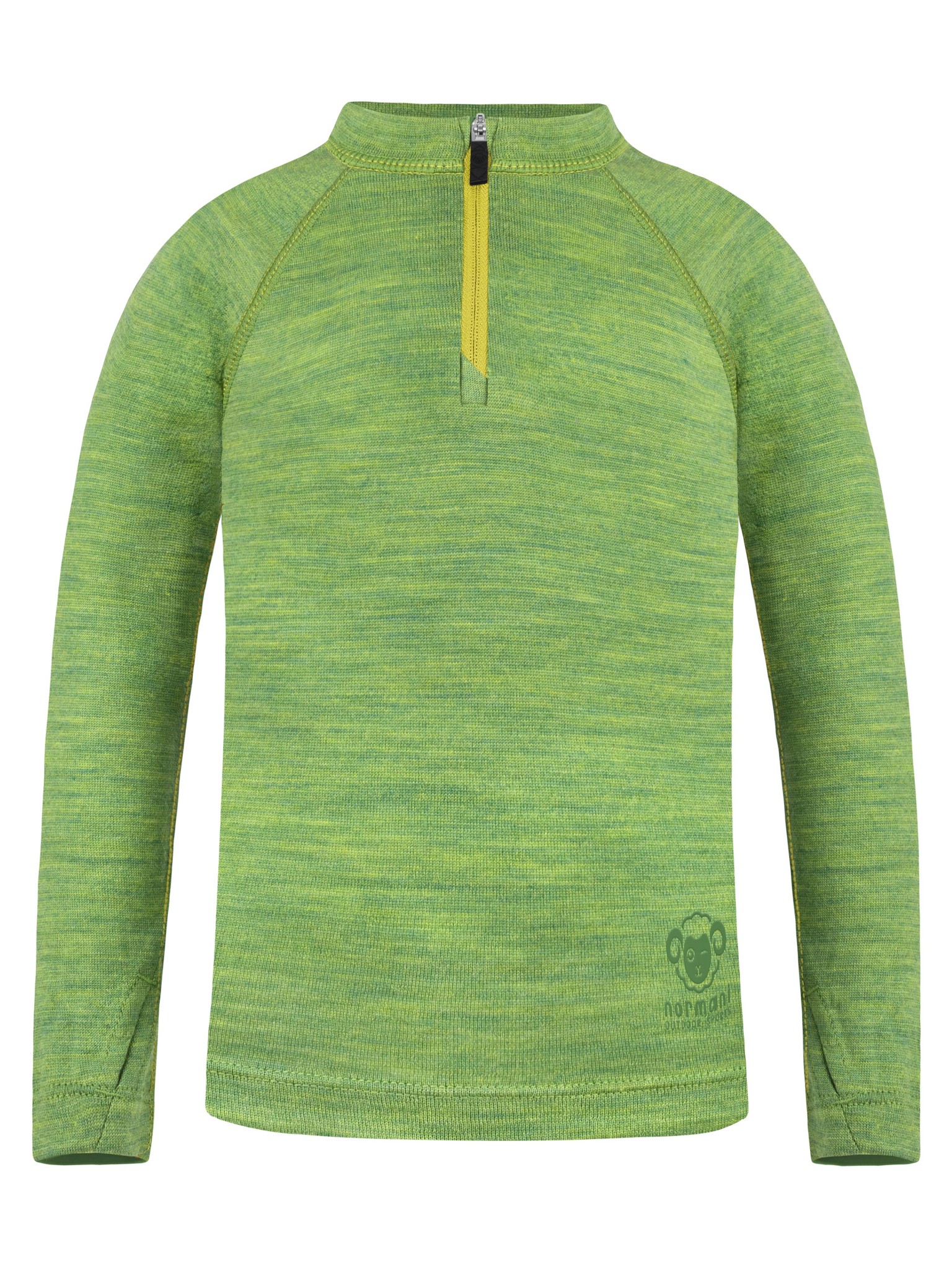 Bild von Kinder Merino Langarm mit 1/4 Zipper „Nyapari“ Grün