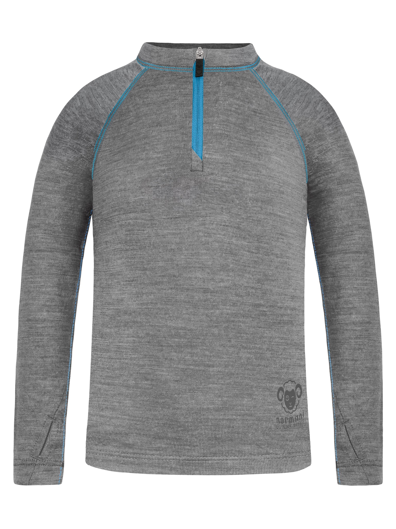 Bild von Kinder Merino Langarm mit 1/4 Zipper „Nyapari“ Grau