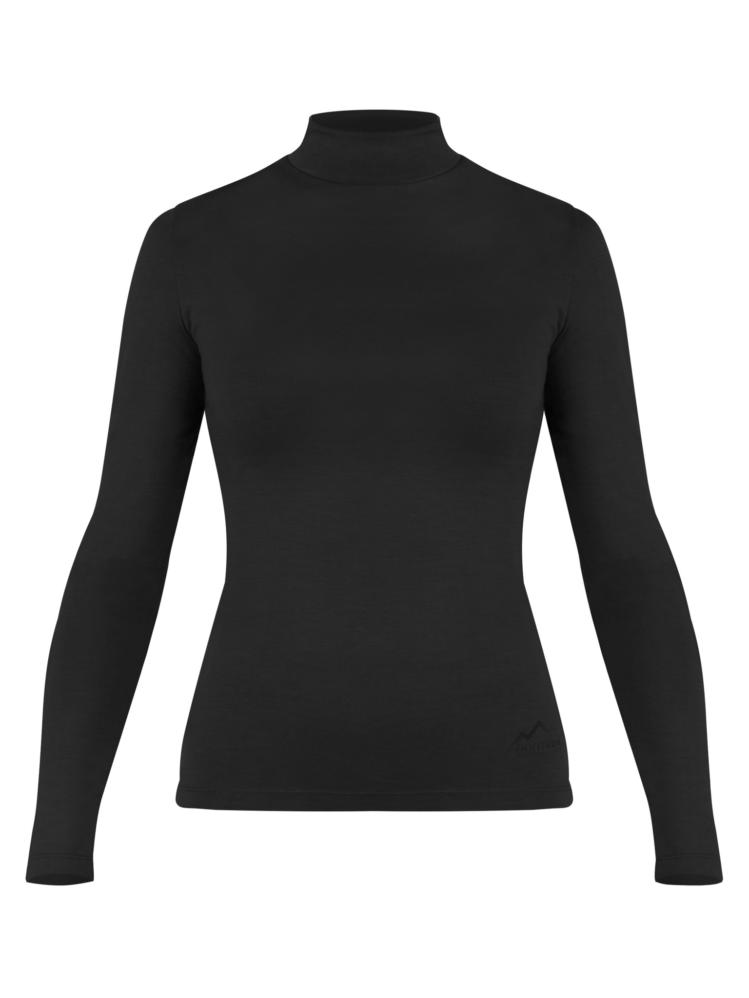 Bild von Damen Merino Longsleeve mit Stehkragen „Romsey" Schwarz