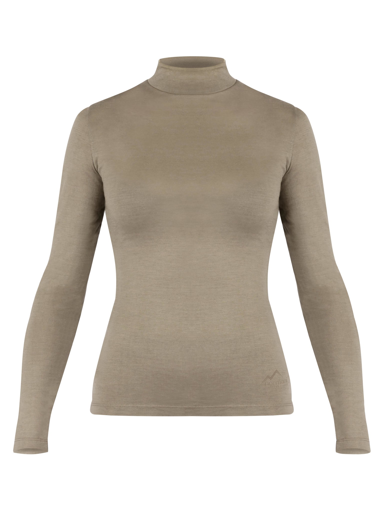 Bild von Damen Merino Longsleeve mit Stehkragen „Romsey" Beige