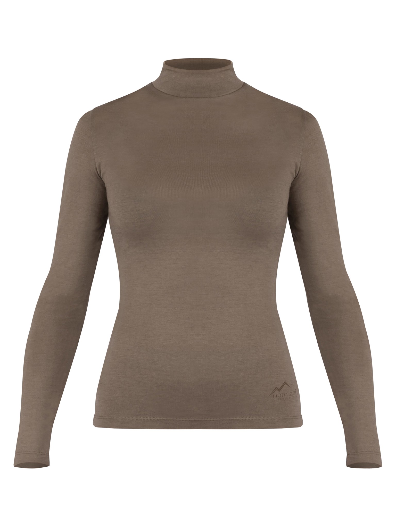 Bild von Damen Merino Longsleeve mit Stehkragen „Romsey" Braun