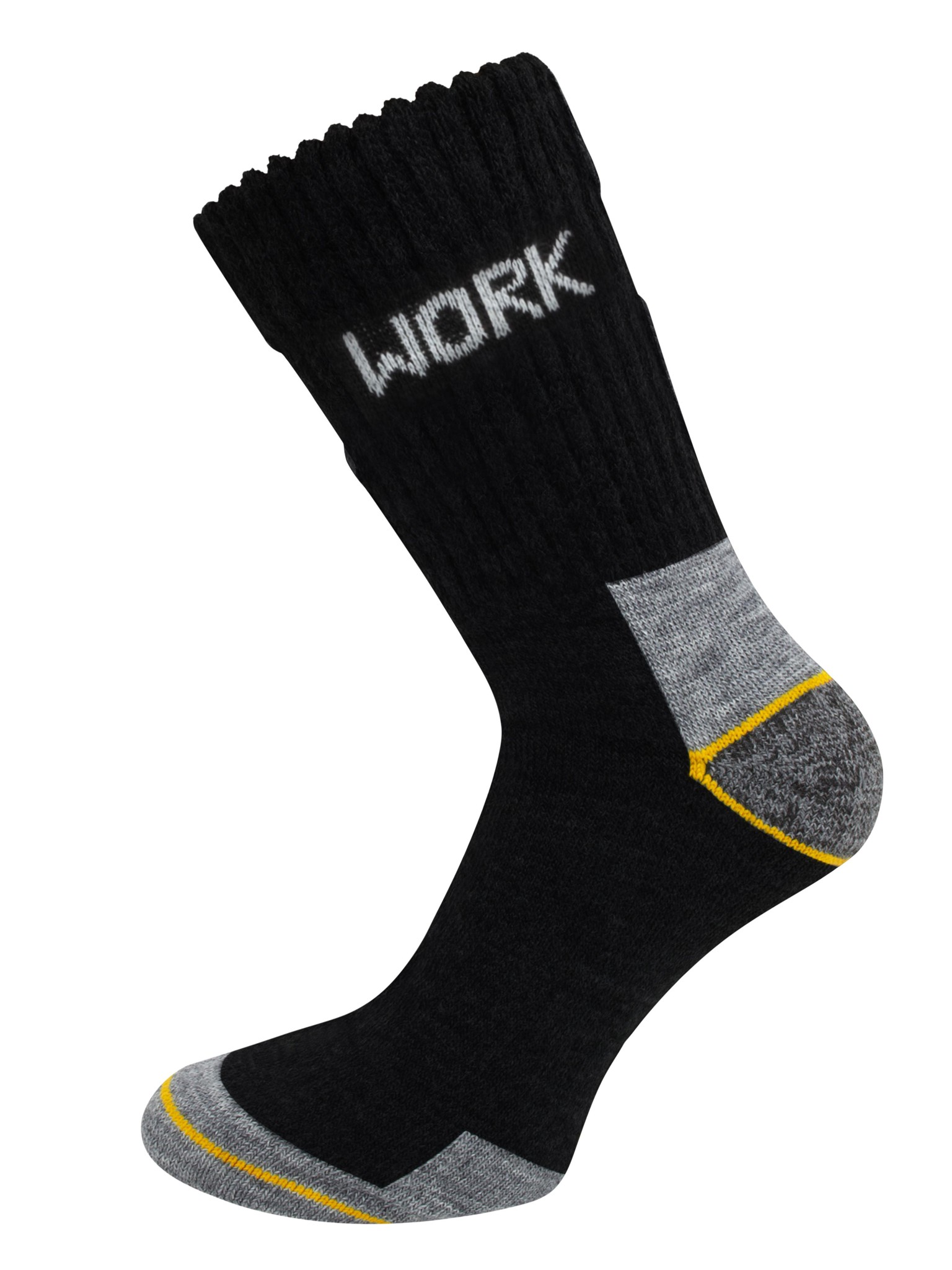 Bild von 6 Paar Arbeitssocken „Work Wool“ mit Wolle Schwarz/Grau/Gelb