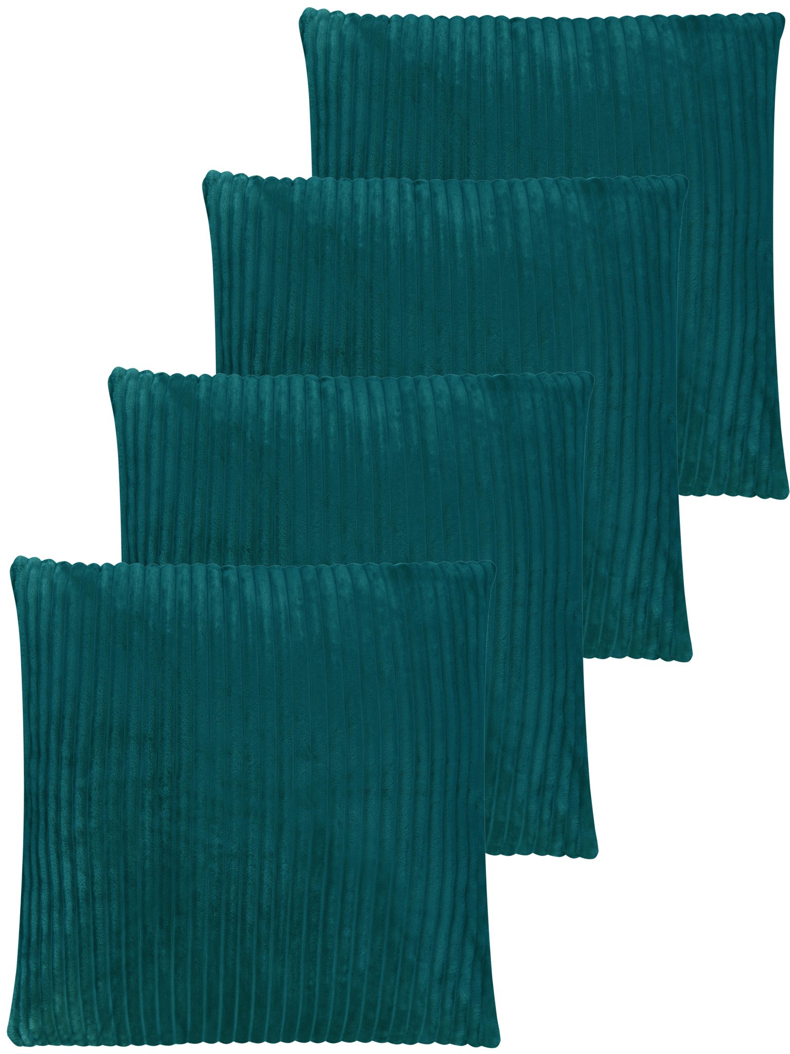 Bild von 4er Set Kissenbezüge aus Streifen-Flanell 45x45 cm „Zarate“ Petrol