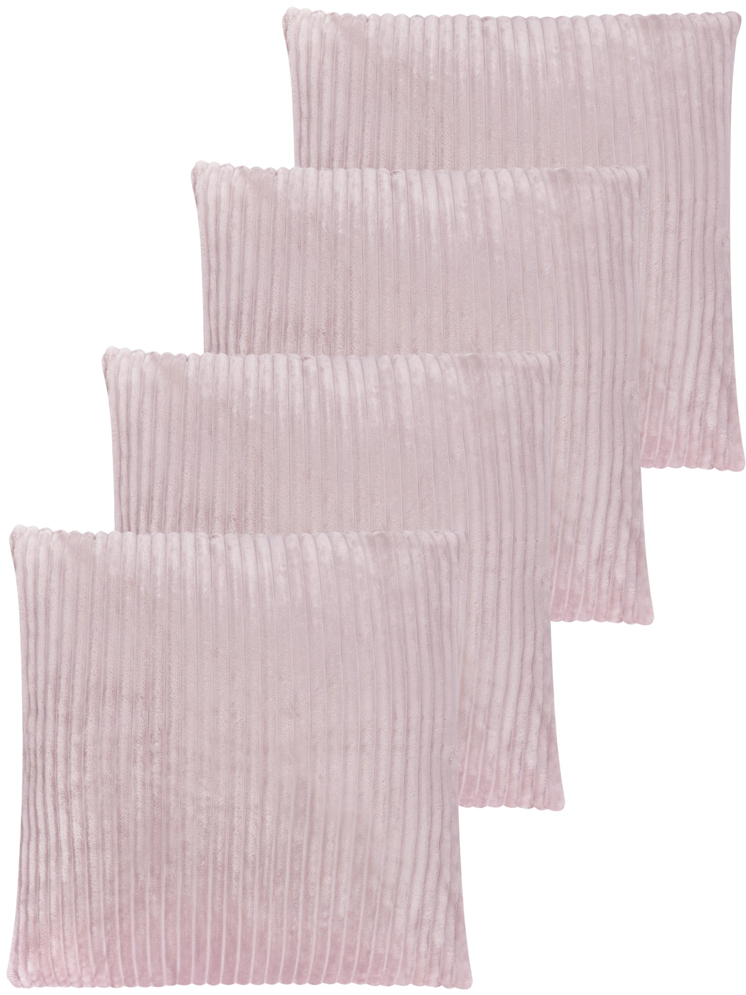 Bild von 4er Set Kissenbezüge aus Streifen-Flanell 45x45 cm „Zarate“ Rosa