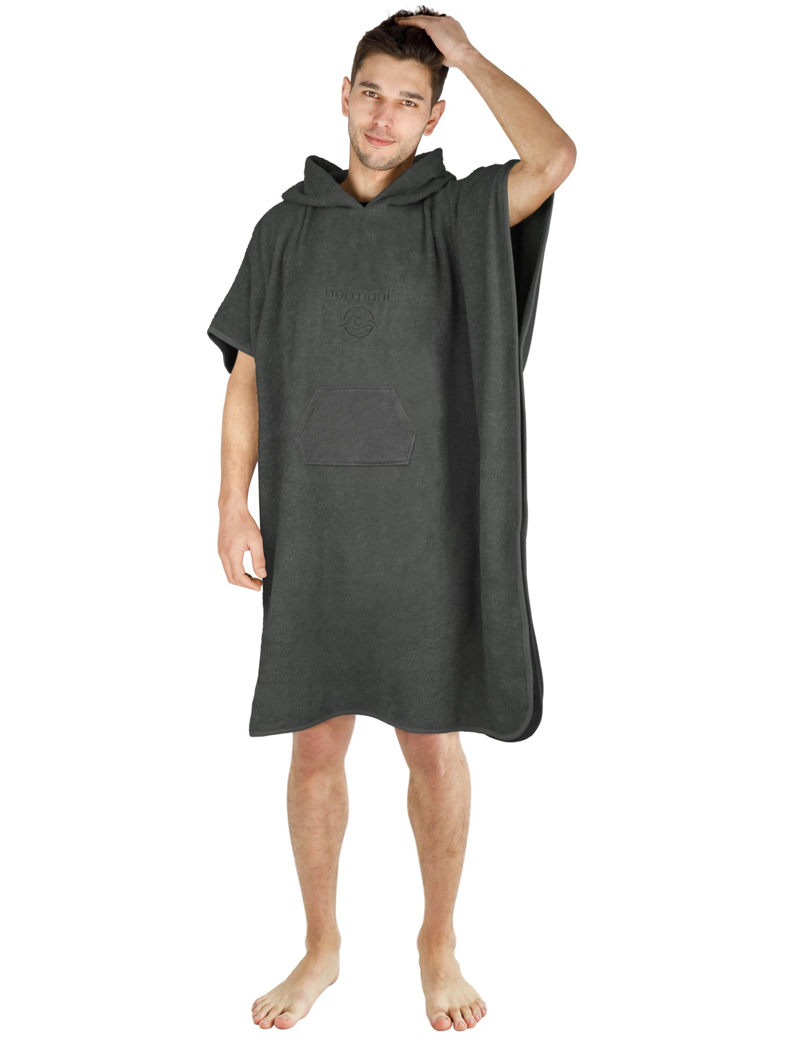 Bild von Badeponcho aus Bio-Baumwolle „Sitra“ Anthrazit