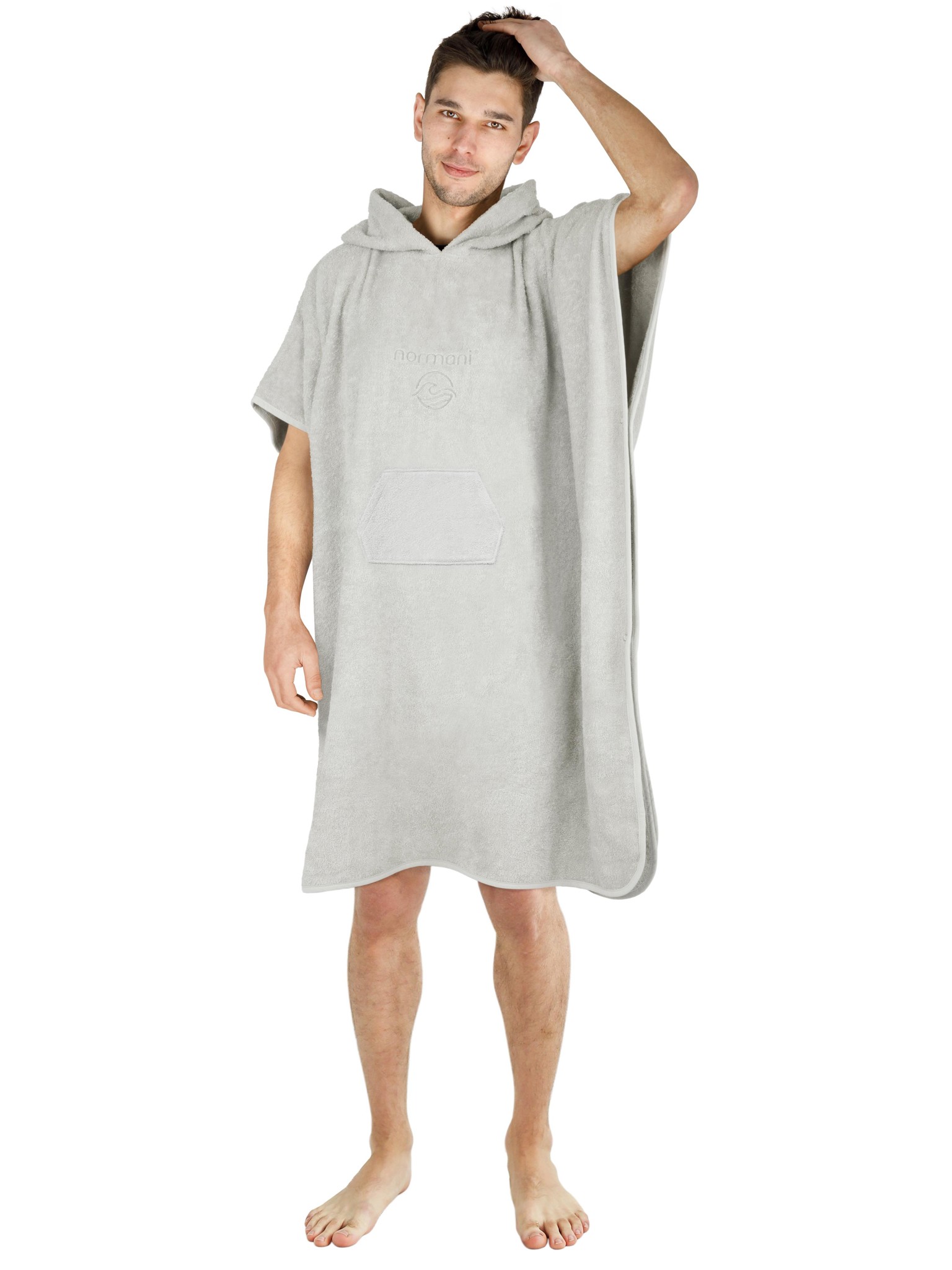 Bild von Badeponcho aus Bio-Baumwolle „Sitra“ Hellgrau