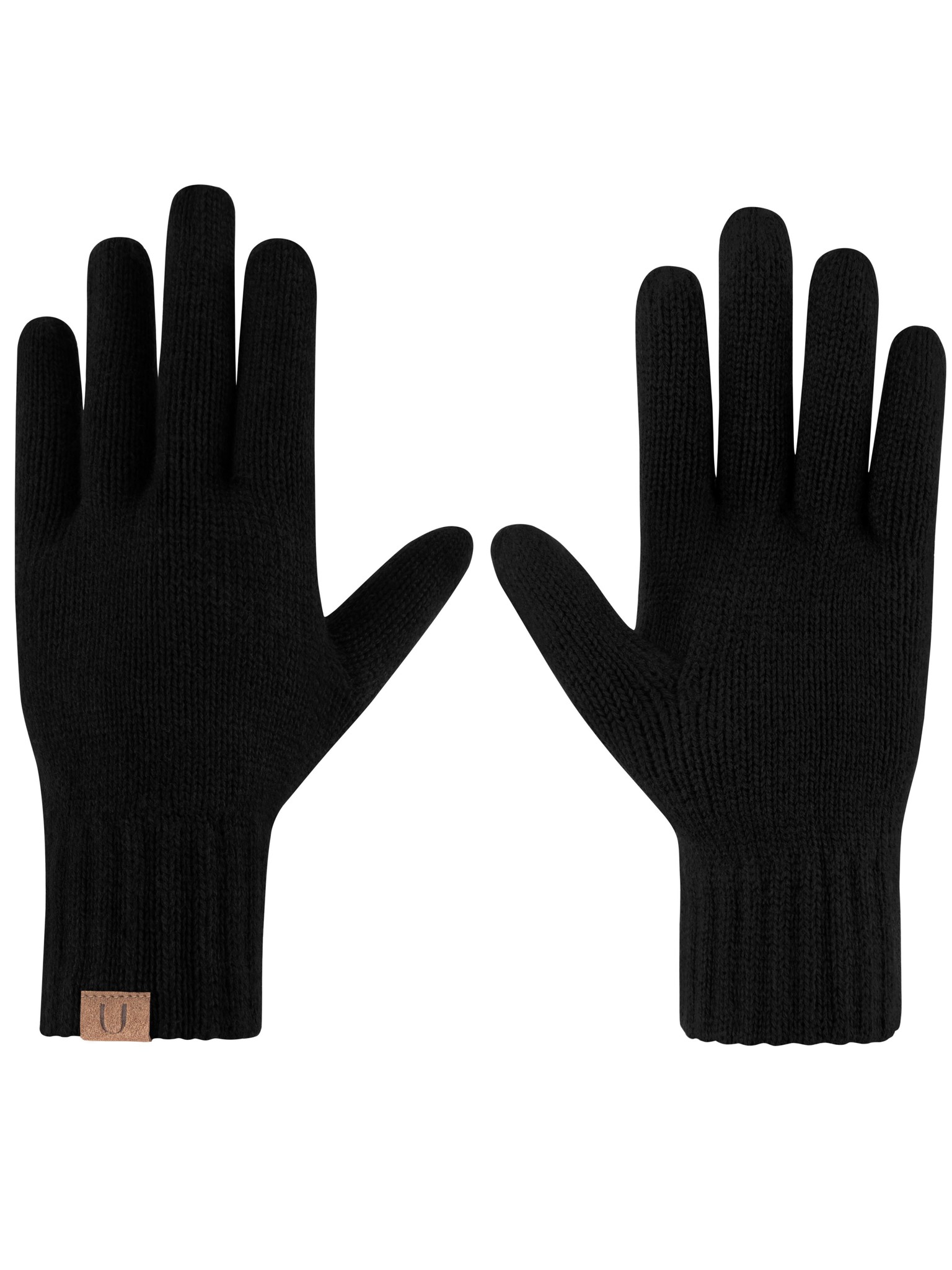 Bild von Merino Handschuhe Glattgestrickt Schwarz