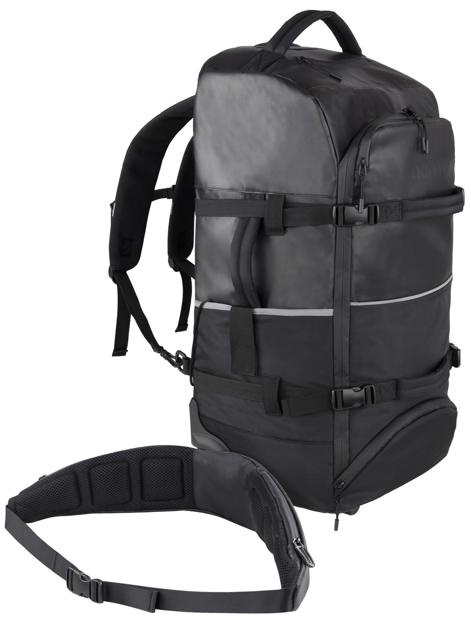 Bild von Wasserdichter Rucksack-Trolley 60 Liter mit Hüftgurt Schwarz