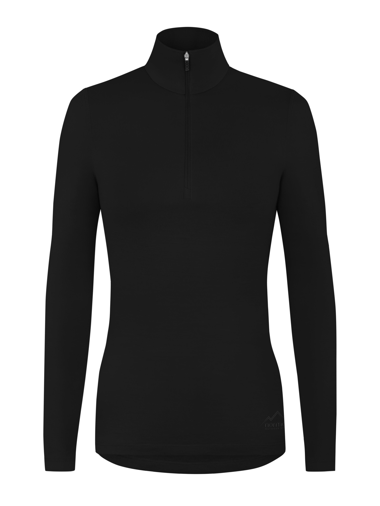 Bild von Damen Merino Langarm mit 1/4 Zipper „Launceston“ Schwarz