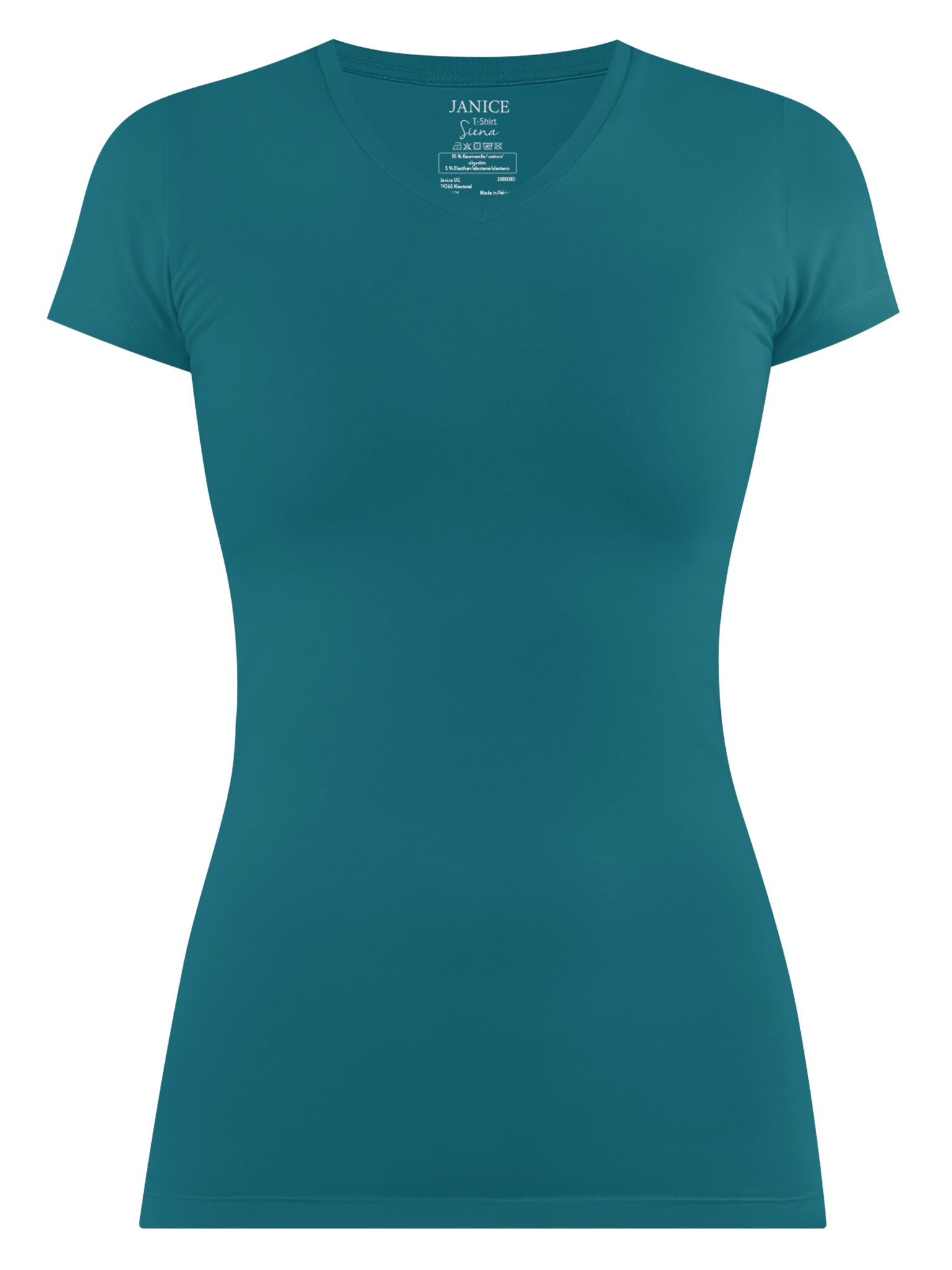 Bild von Figurbetontes T-Shirt mit V-Ausschnitt „Siena“ Blau
