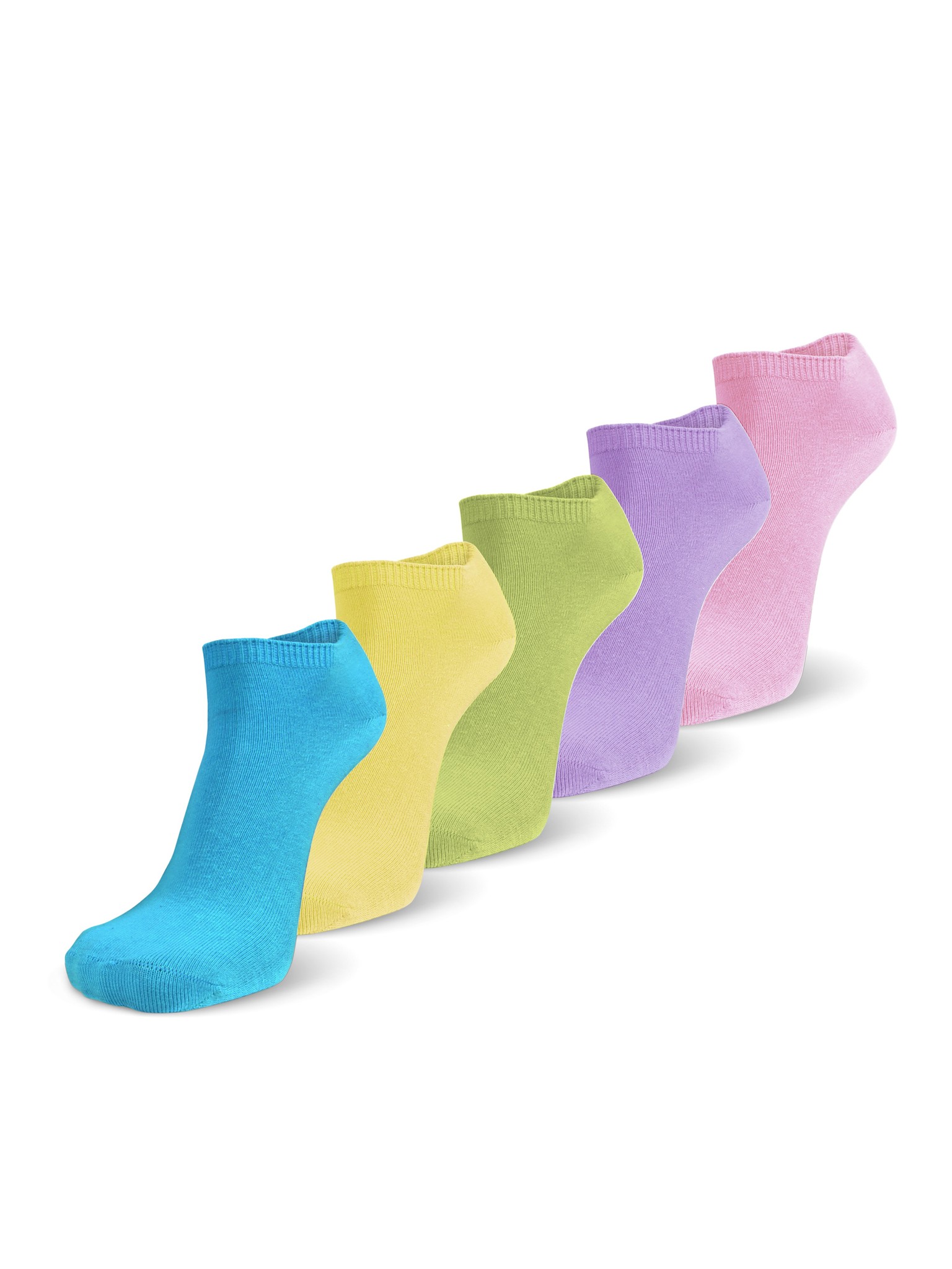 Bild von 15 Paar „American“ Sneakersocken Türkis/Gelb/Grün/Lila/Rosa