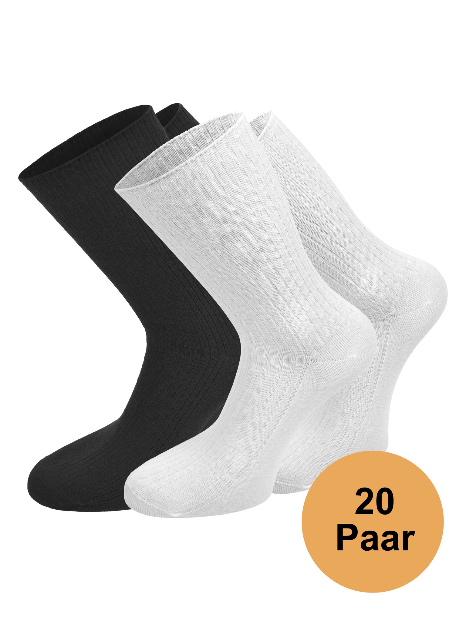 Bild von 20 Paar Socken Unisex Business Socks Baumwollsocken Berufssocken Schwarz/Weiß