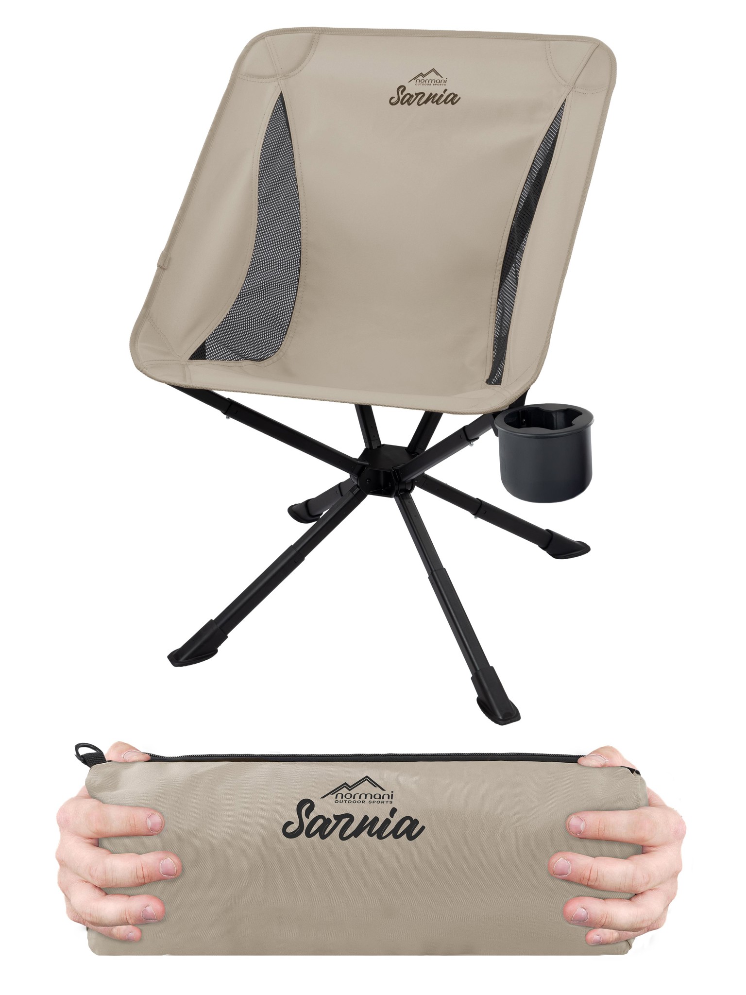 Bild von Campingstuhl mit Getränkehalter „Sarnia“ Beige