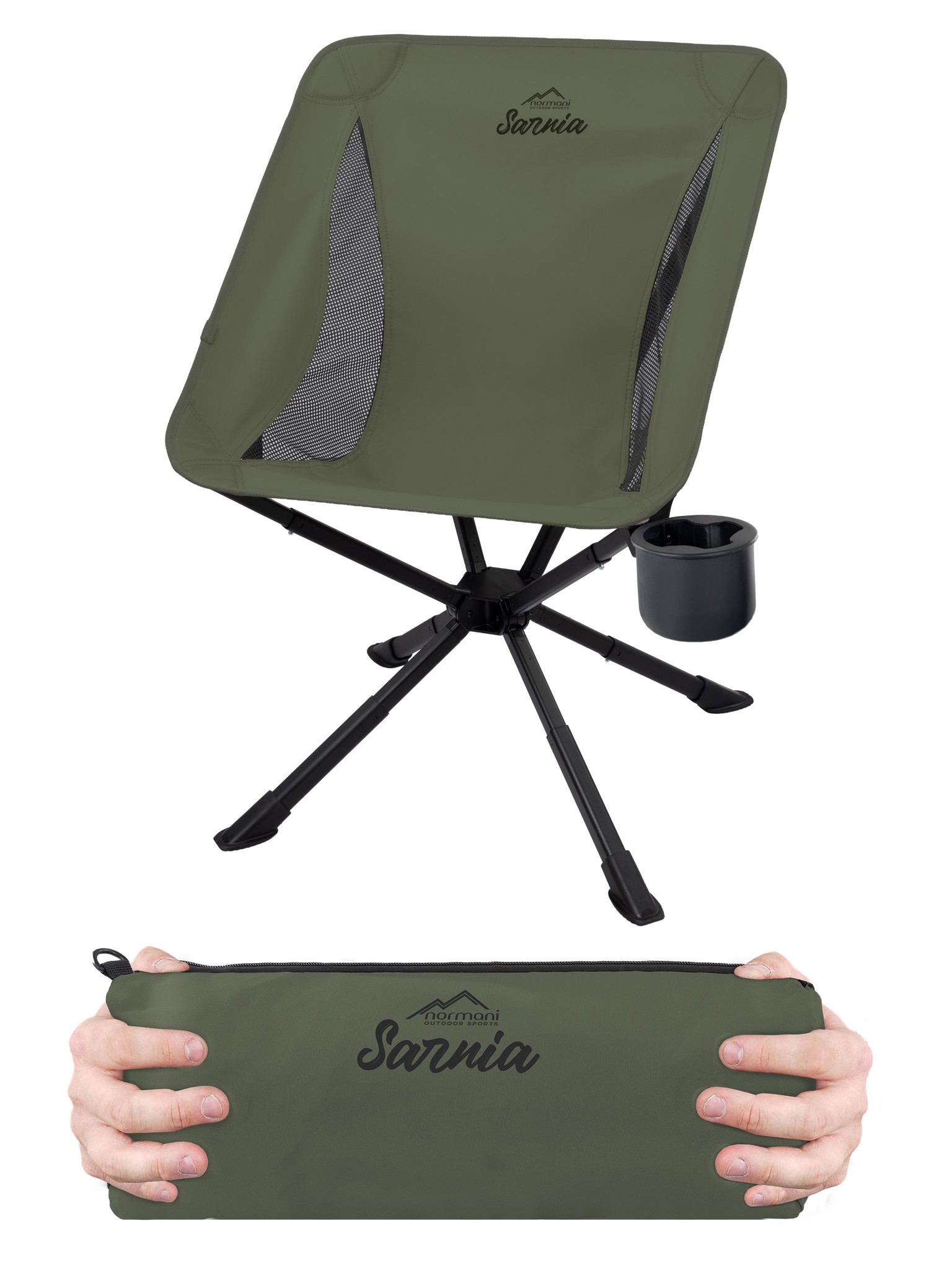 Bild von Campingstuhl mit Getränkehalter „Sarnia“ Oliv