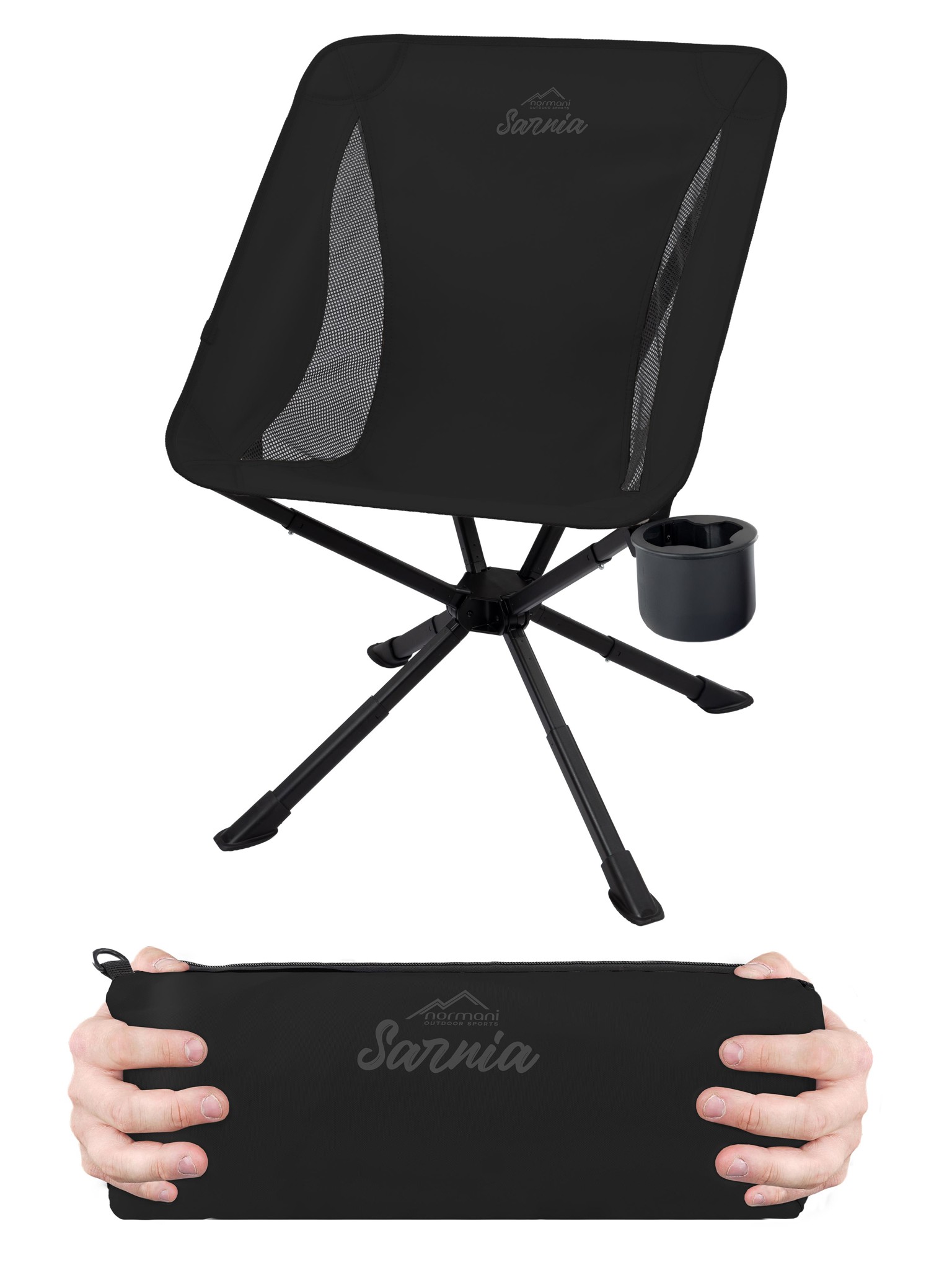 Bild von Campingstuhl mit Getränkehalter „Sarnia“ Schwarz