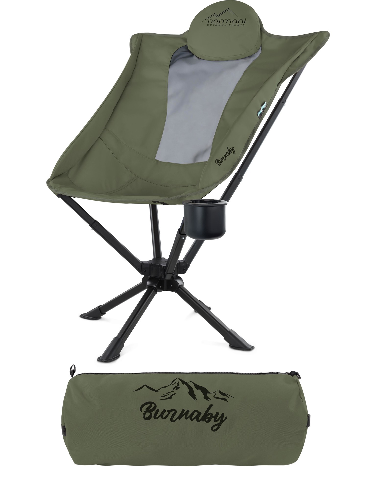 Bild von Campingstuhl mit Getränkehalter „Burnaby“ Oliv
