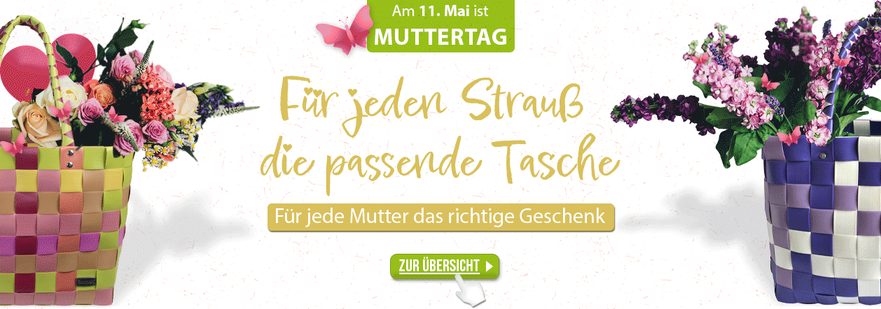 Muttertags-Geschenke Bunte Einkaufstaschen und Körbe - am 12. Mai ist Muttertag