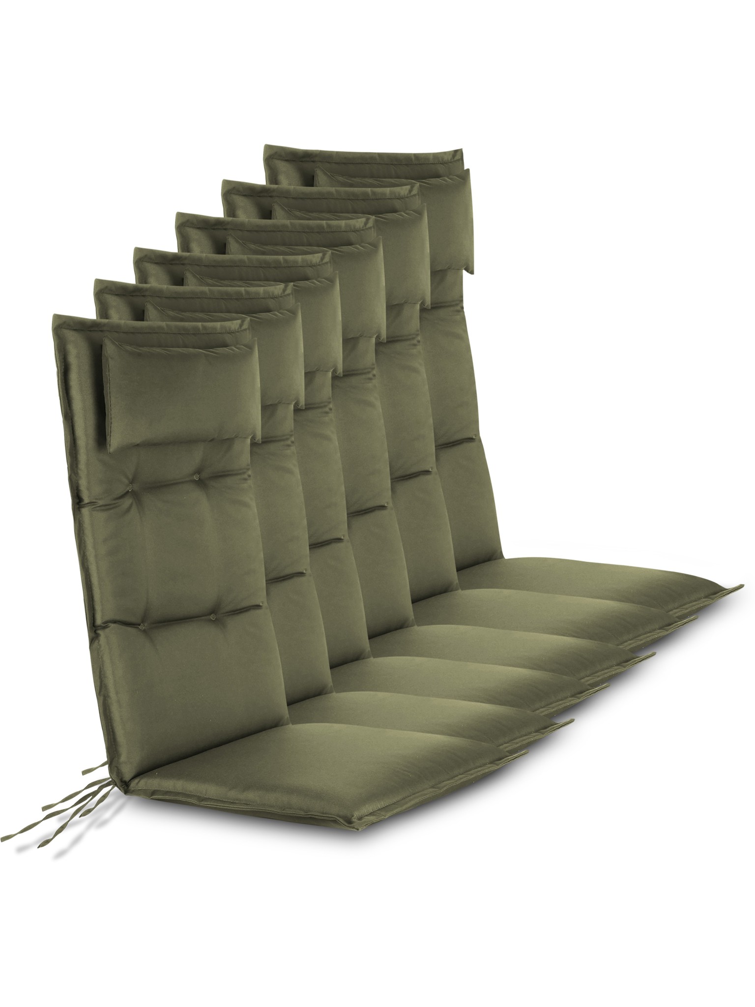 Bild von 6 Premium Hochlehner Stuhlauflagen Oliv