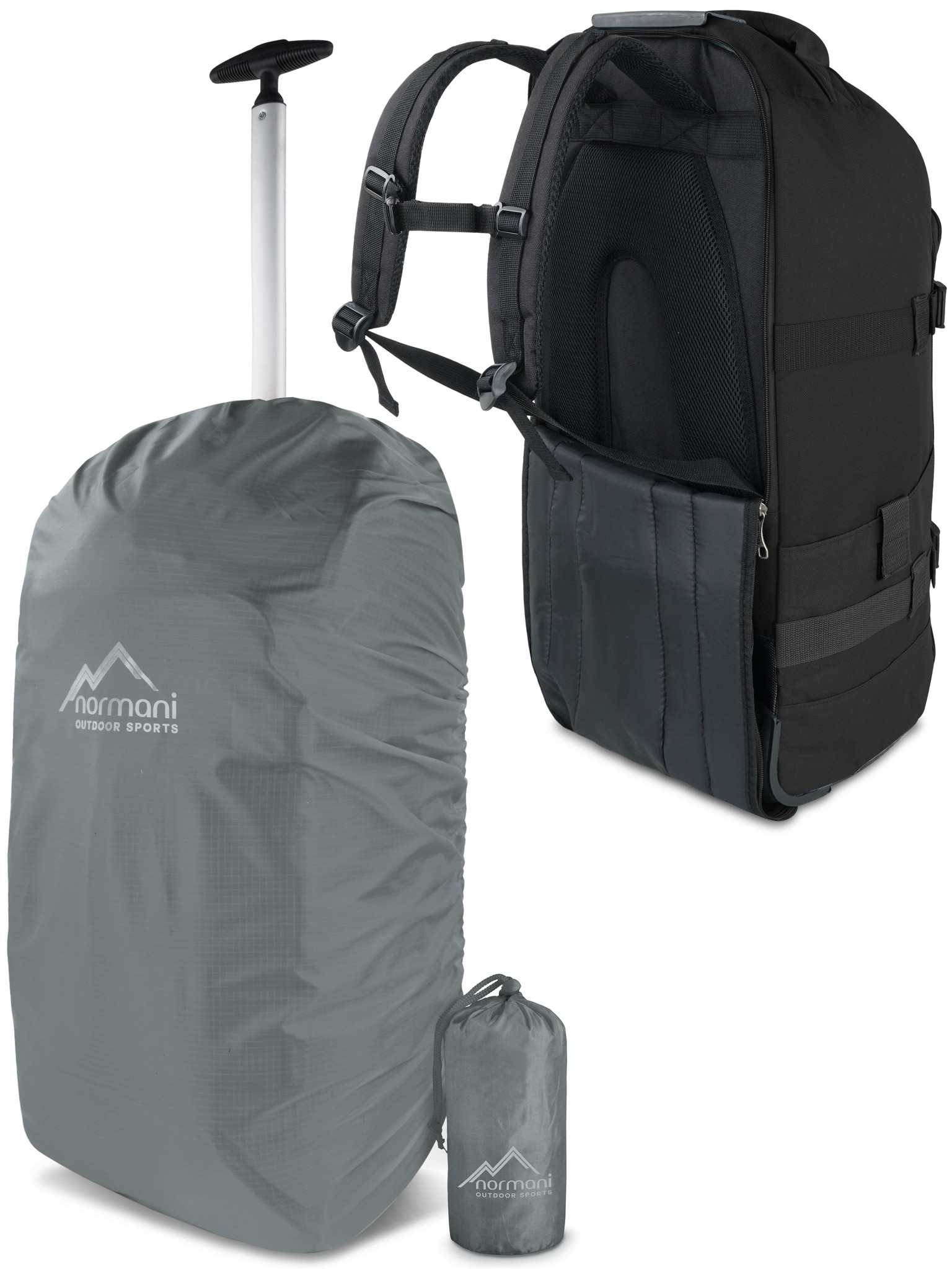 Bild von Reisetasche mit Rucksackfunktion 90L mit Regenüberzug Schwarz