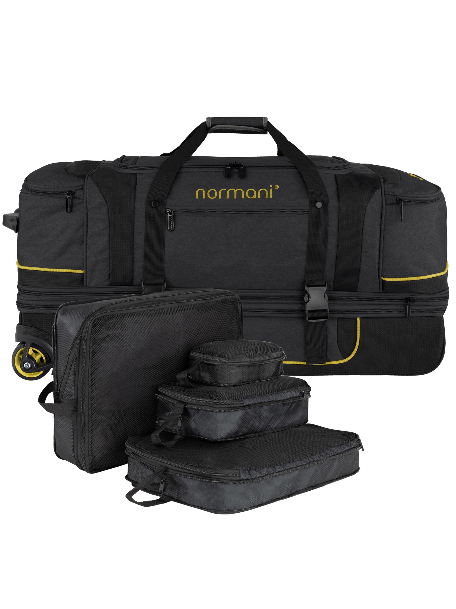 Bild von Reisetrolley 120-150 L mit Kleidertaschen Schwarz/Gelb