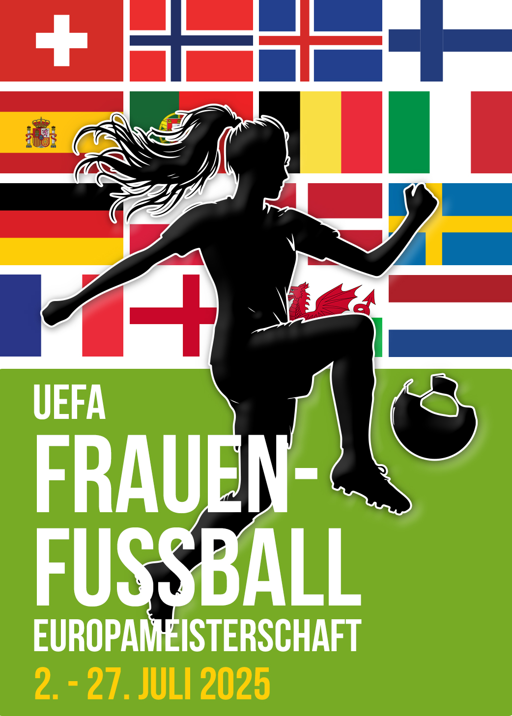 Frauen Fußball-EM 2025. Jetzt Länderfahne bestellen und mitfiebern!