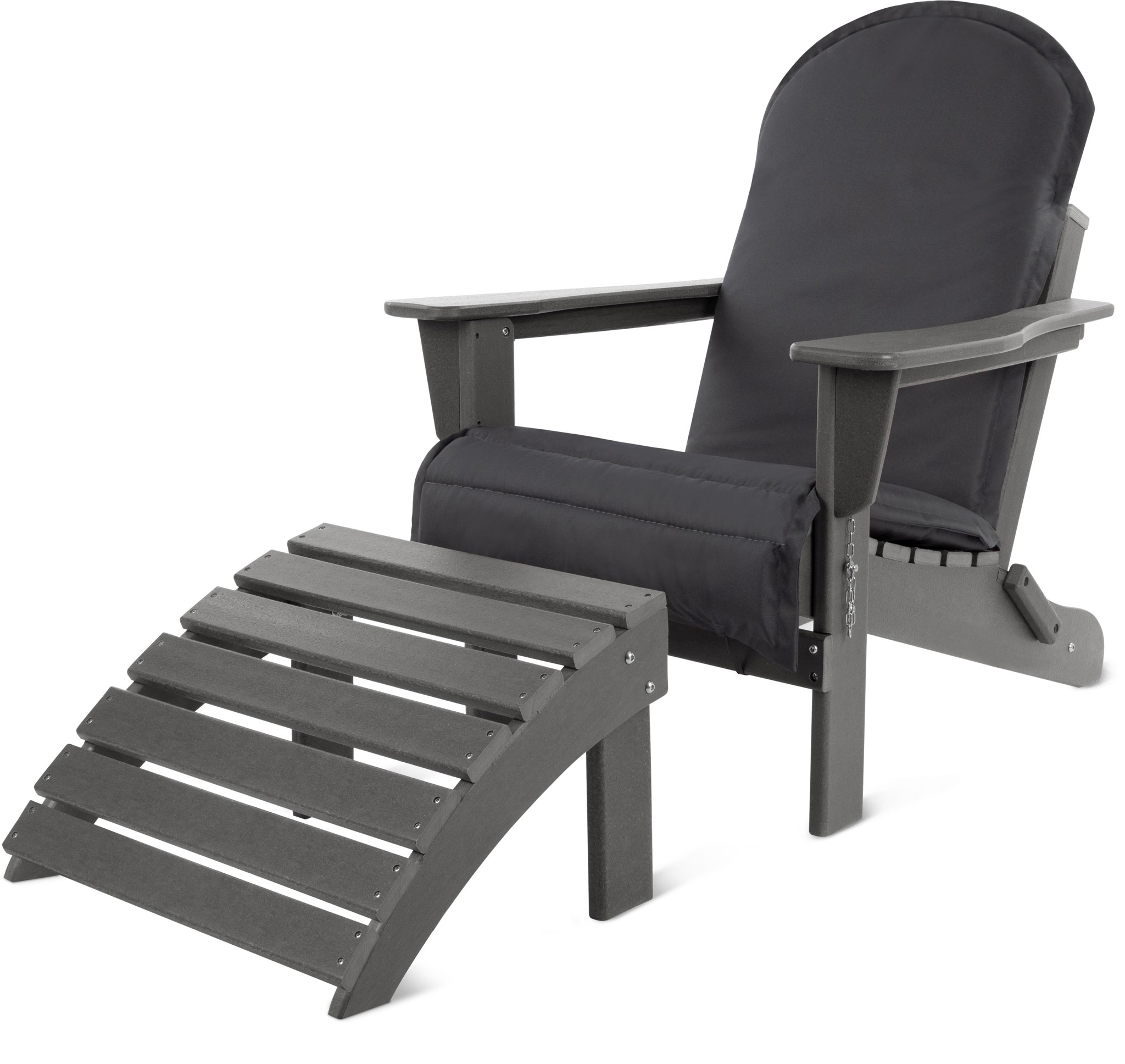 Bild von Adirondack Gartenstuhl mit Fußstütze und Auflage Anthrazit