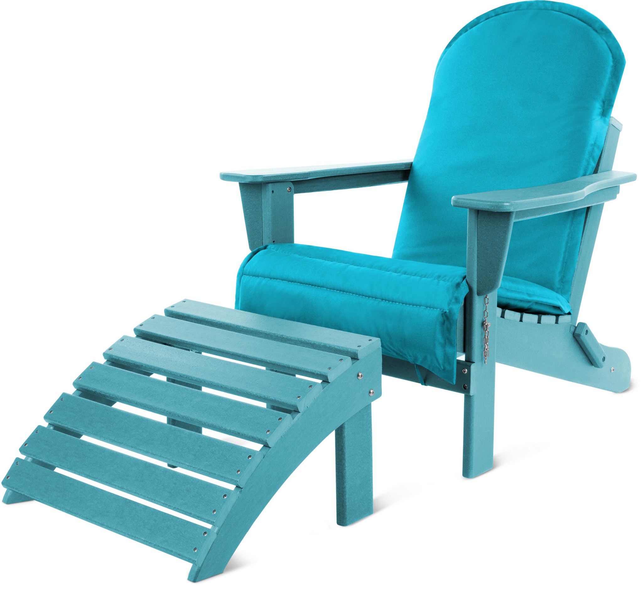 Bild von Adirondack Gartenstuhl mit Fußstütze und Auflage Türkis