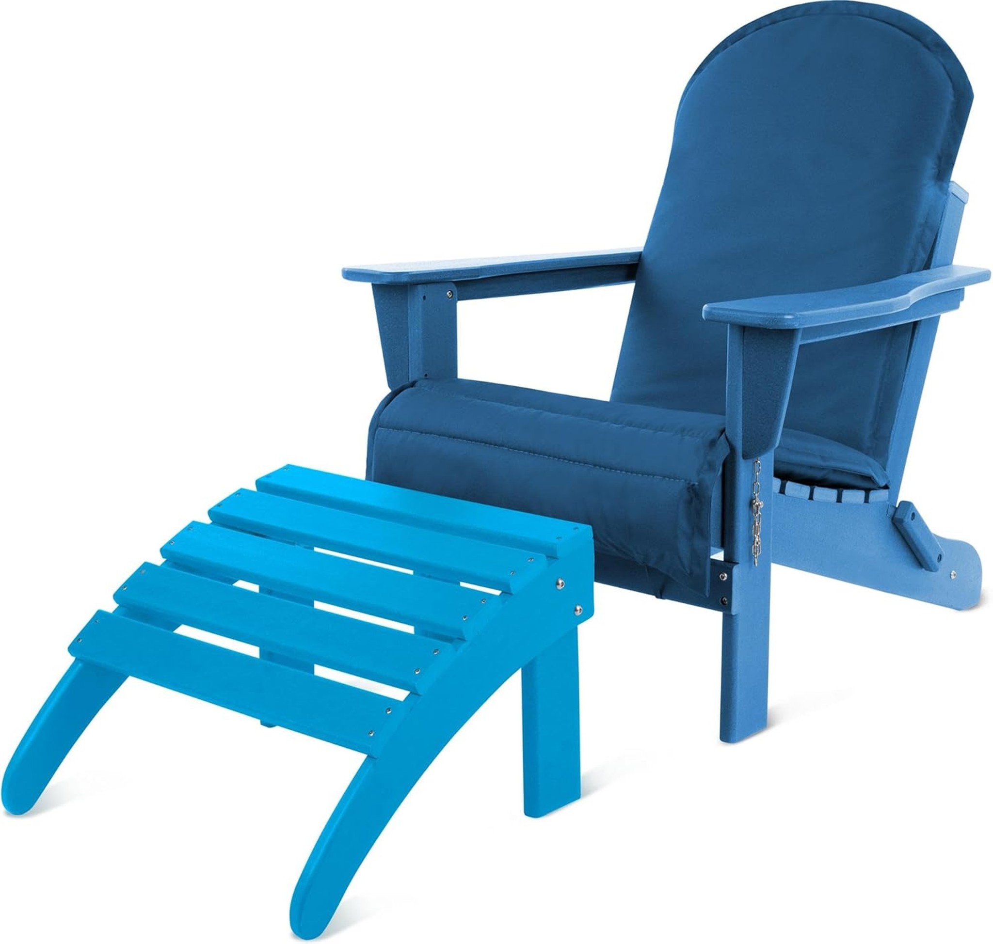 Bild von Adirondack Gartenstuhl mit Fußstütze und Auflage Blau