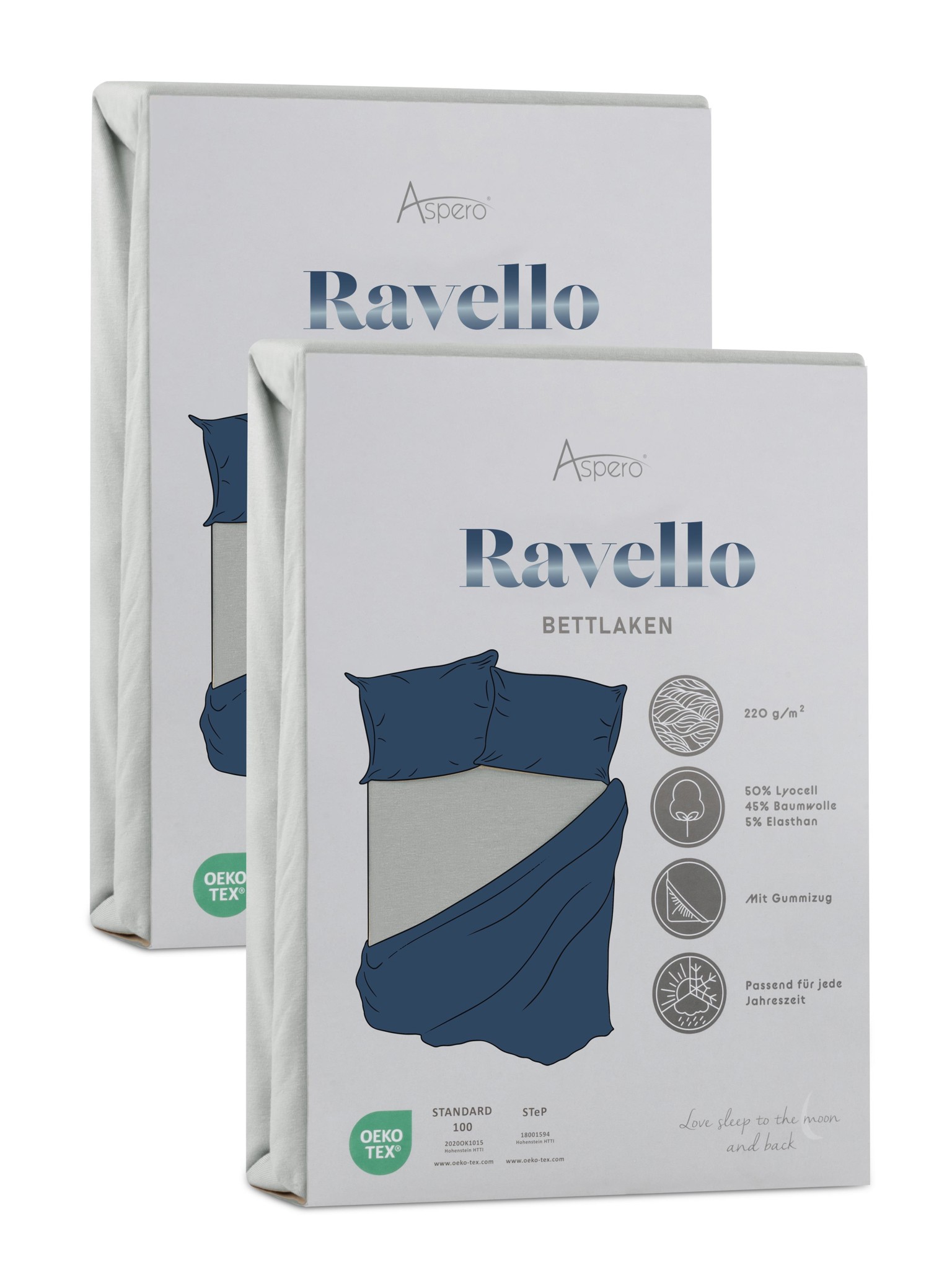 Bild von 2 x Spannbettlaken „Ravello“ Hellgrau