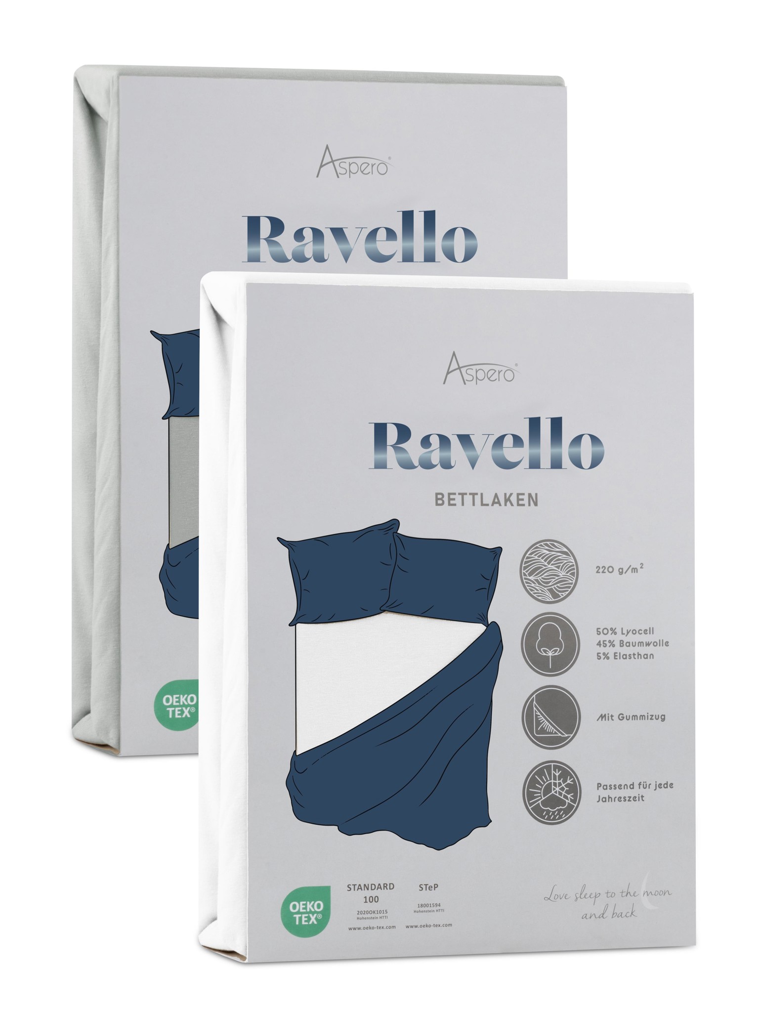 Bild von 2 x Spannbettlaken „Ravello“ Weiß/Hellgrau