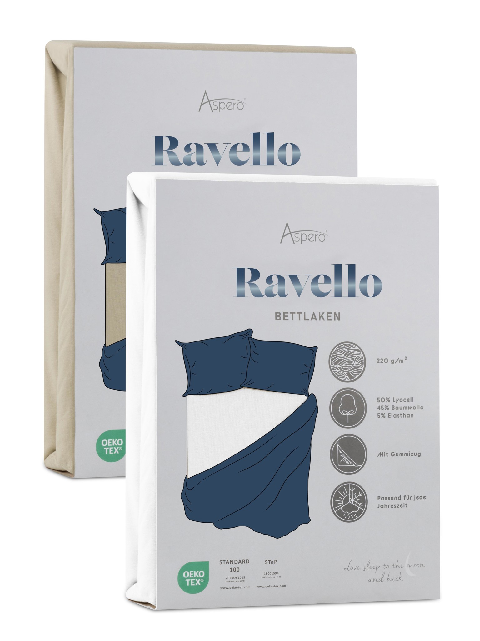 Bild von 2 x Spannbettlaken „Ravello“ Weiß/Beige