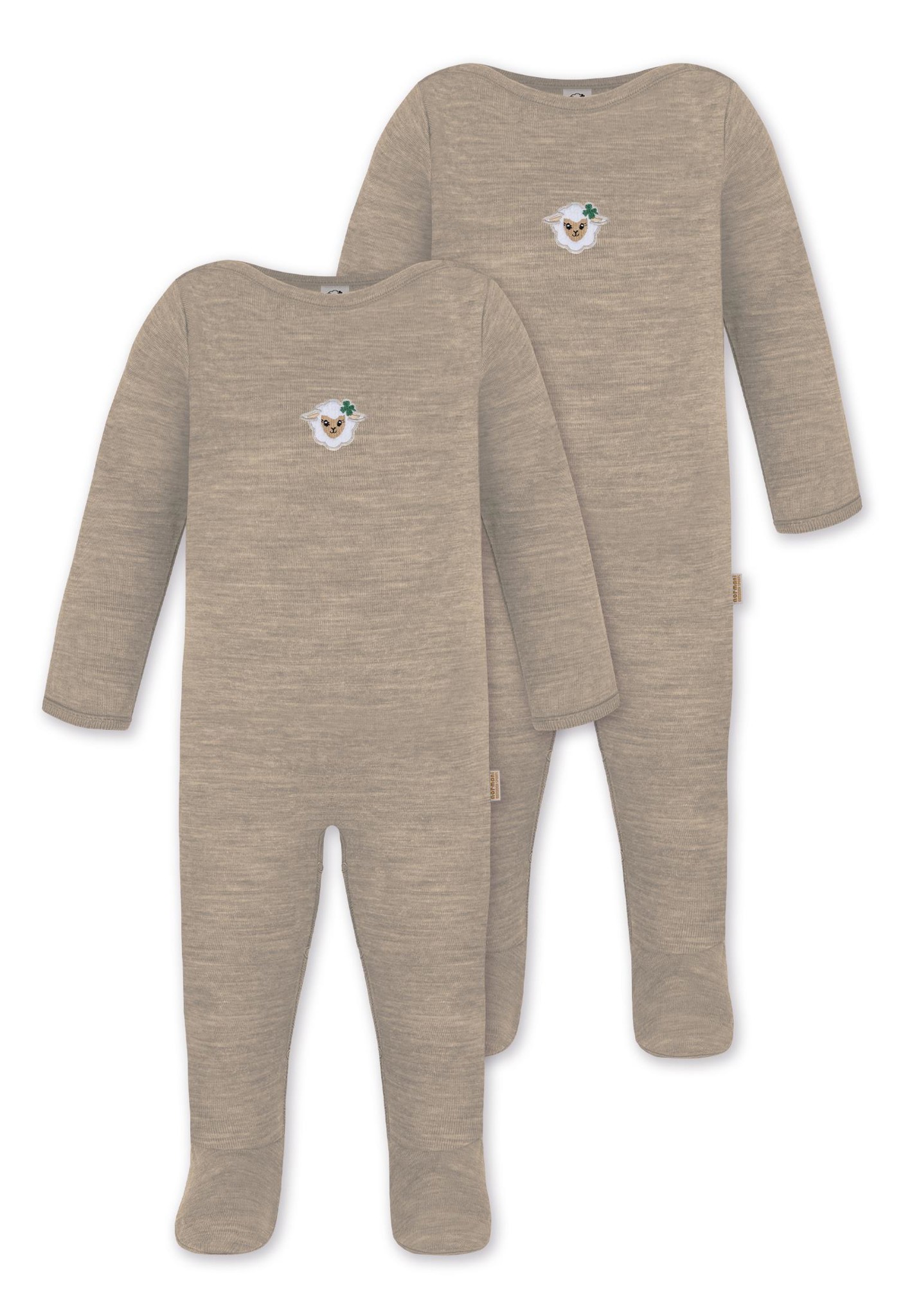 Bild von 2er Pack Baby Merino Strampler „Levin" Beige