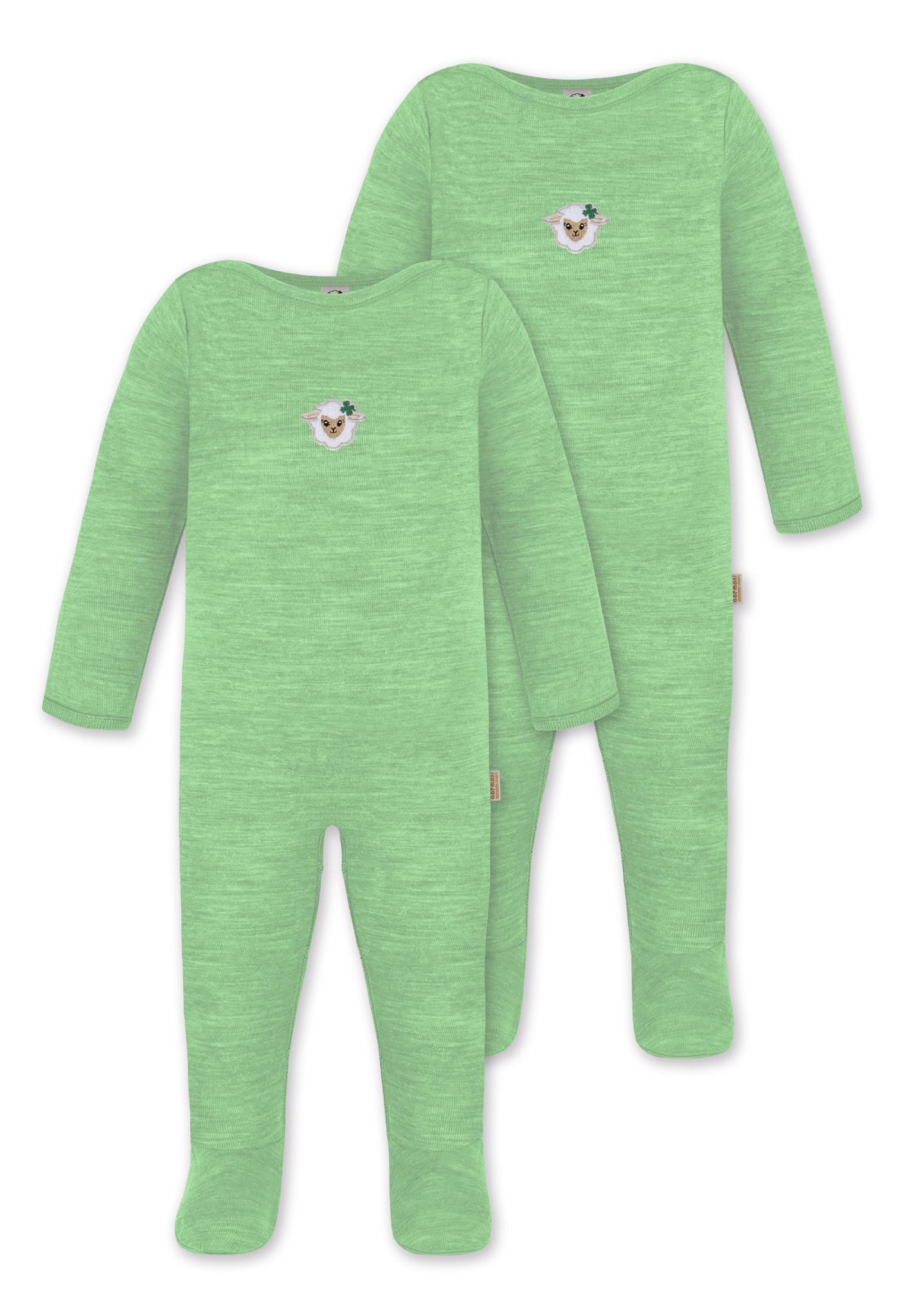 Bild von 2er Pack Baby Merino Strampler „Levin" Grün