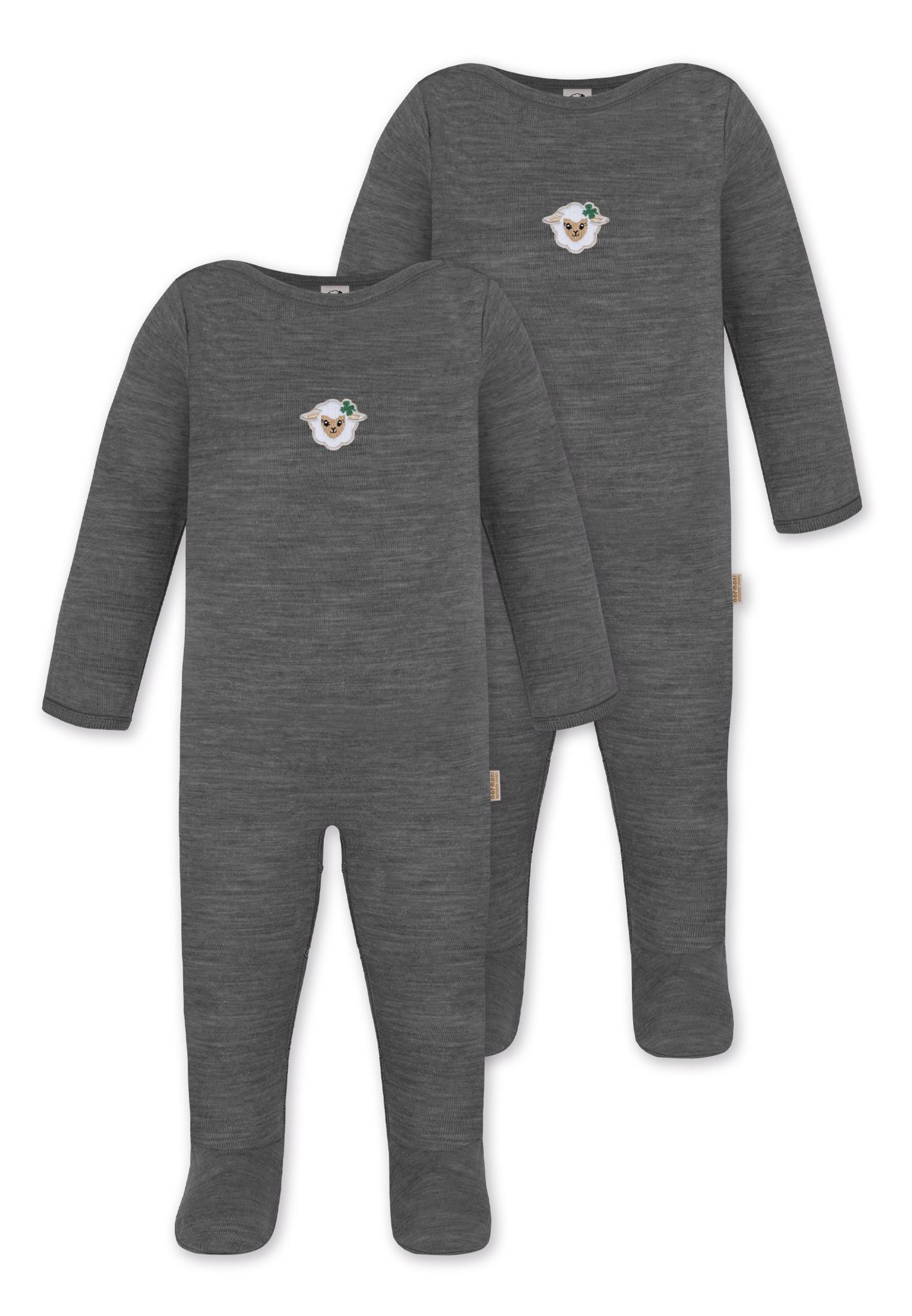 Bild von 2er Pack Baby Merino Strampler „Levin" Anthrazit
