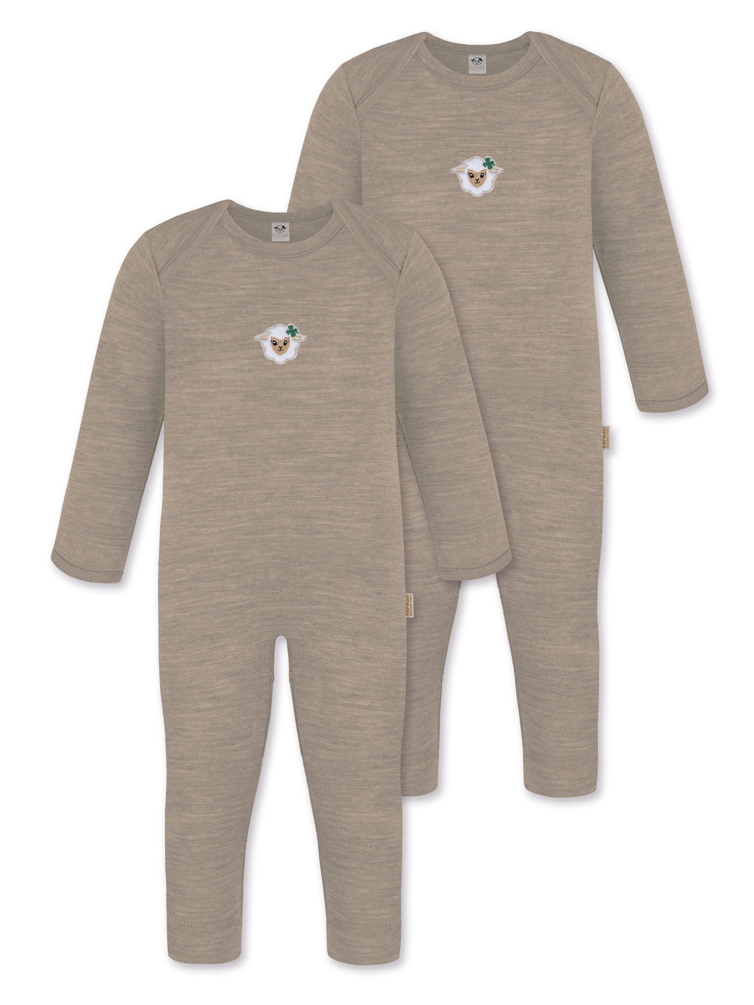 Bild von 2er Pack Baby Merino Strampler „Waverly" Beige