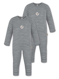Zeige Details für 2er Pack Baby Merino Strampler „Waverly" Grau gestreift Bild von 2er Pack Baby Merino Strampler „Waverly" Grau gestreift