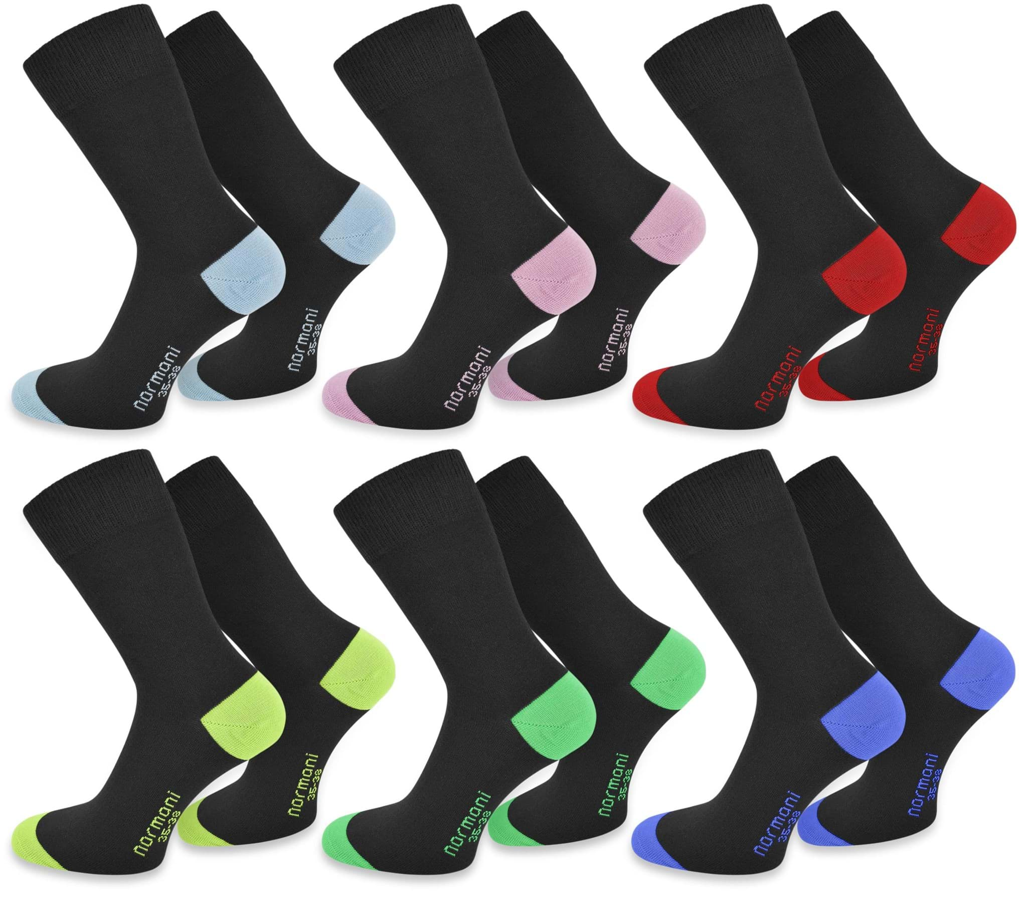 Bild von 6 Paar Socken „New Style“ Hellblau/Hellrosa/Rot/Lime/Grün/Royal