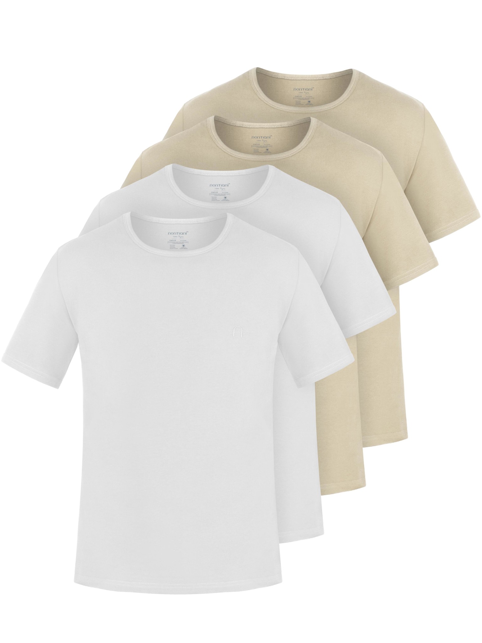 Bild von 4er Set Herren T-Shirt aus Bio-Baumwolle „Nyons“ Beige/Beige/Weiß/Weiß