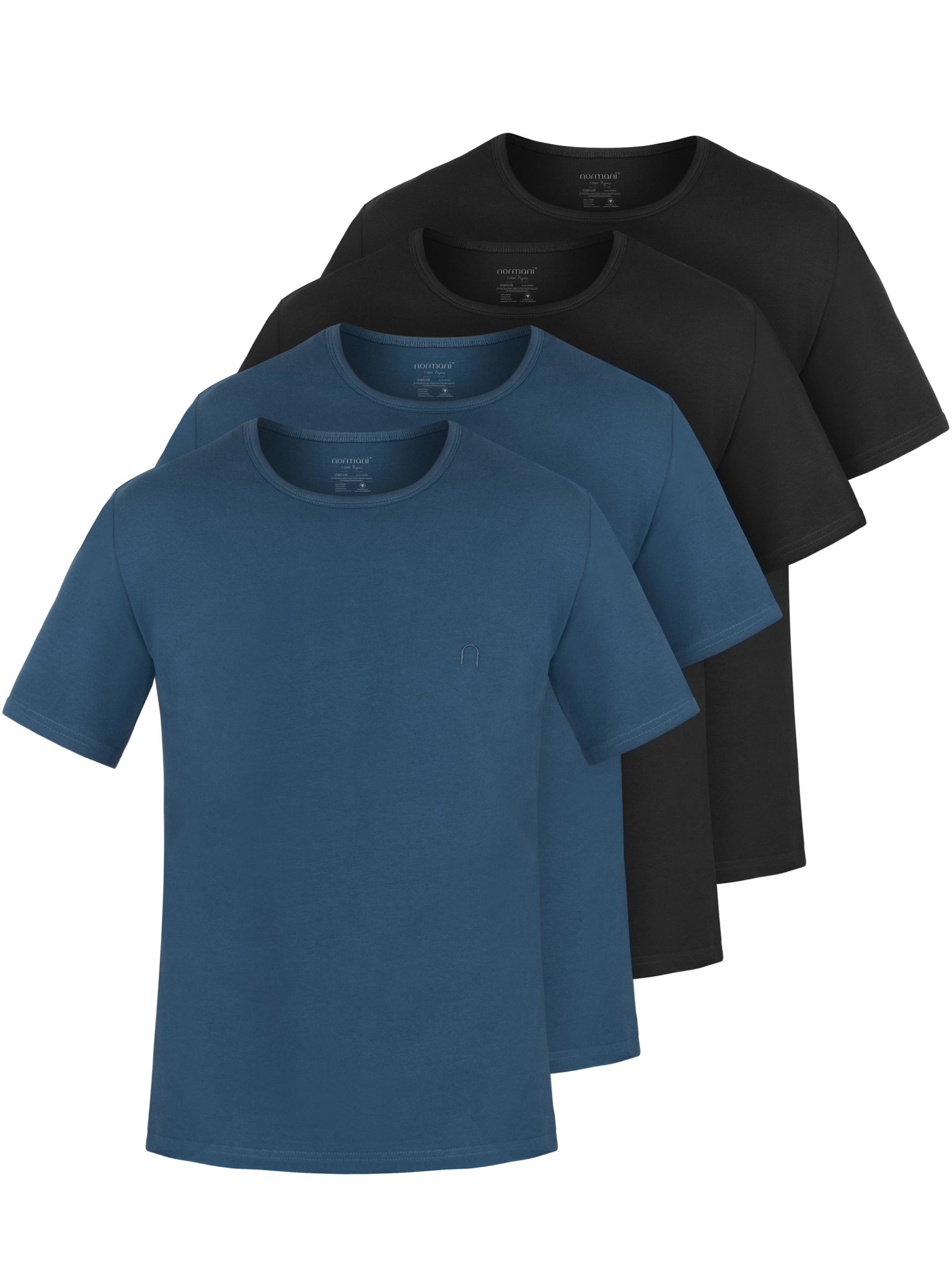 Bild von 4er Set Herren T-Shirt aus Bio-Baumwolle „Nyons“ Marine/Marine/Schwarz/Schwarz