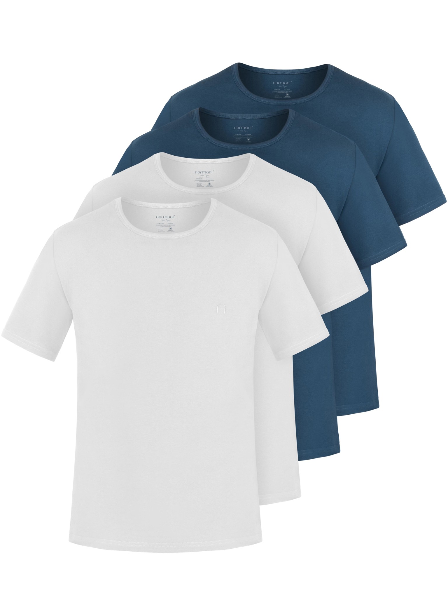 Bild von 4er Set Herren T-Shirt aus Bio-Baumwolle „Nyons“ Marine/Marine/Weiß/Weiß