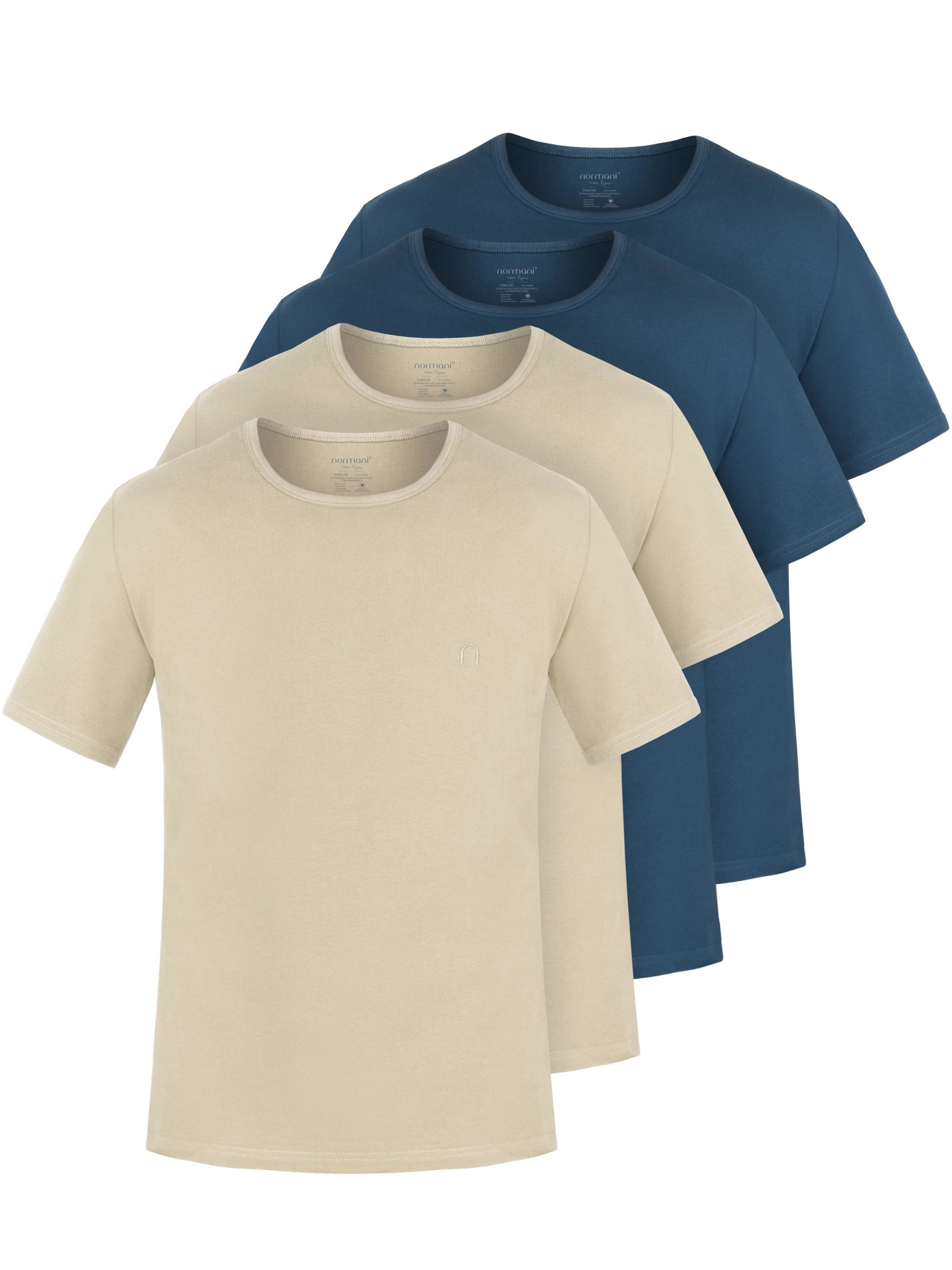 Bild von 4er Set Herren T-Shirt aus Bio-Baumwolle „Nyons“ Beige/Beige/Marine/Marine