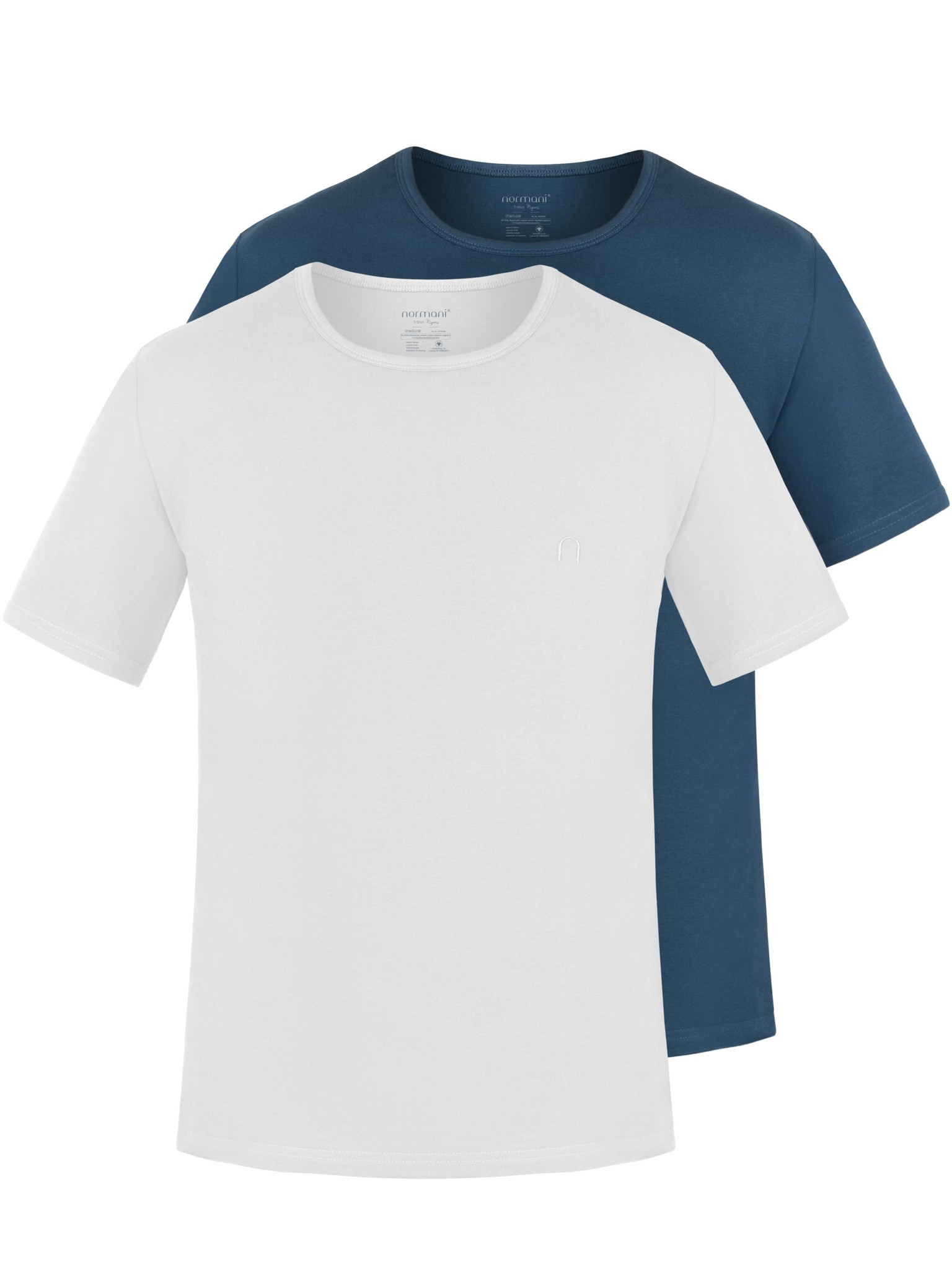 Bild von 2er Set Herren T-Shirts aus Bio-Baumwolle „Nyons“ Marine/Weiß