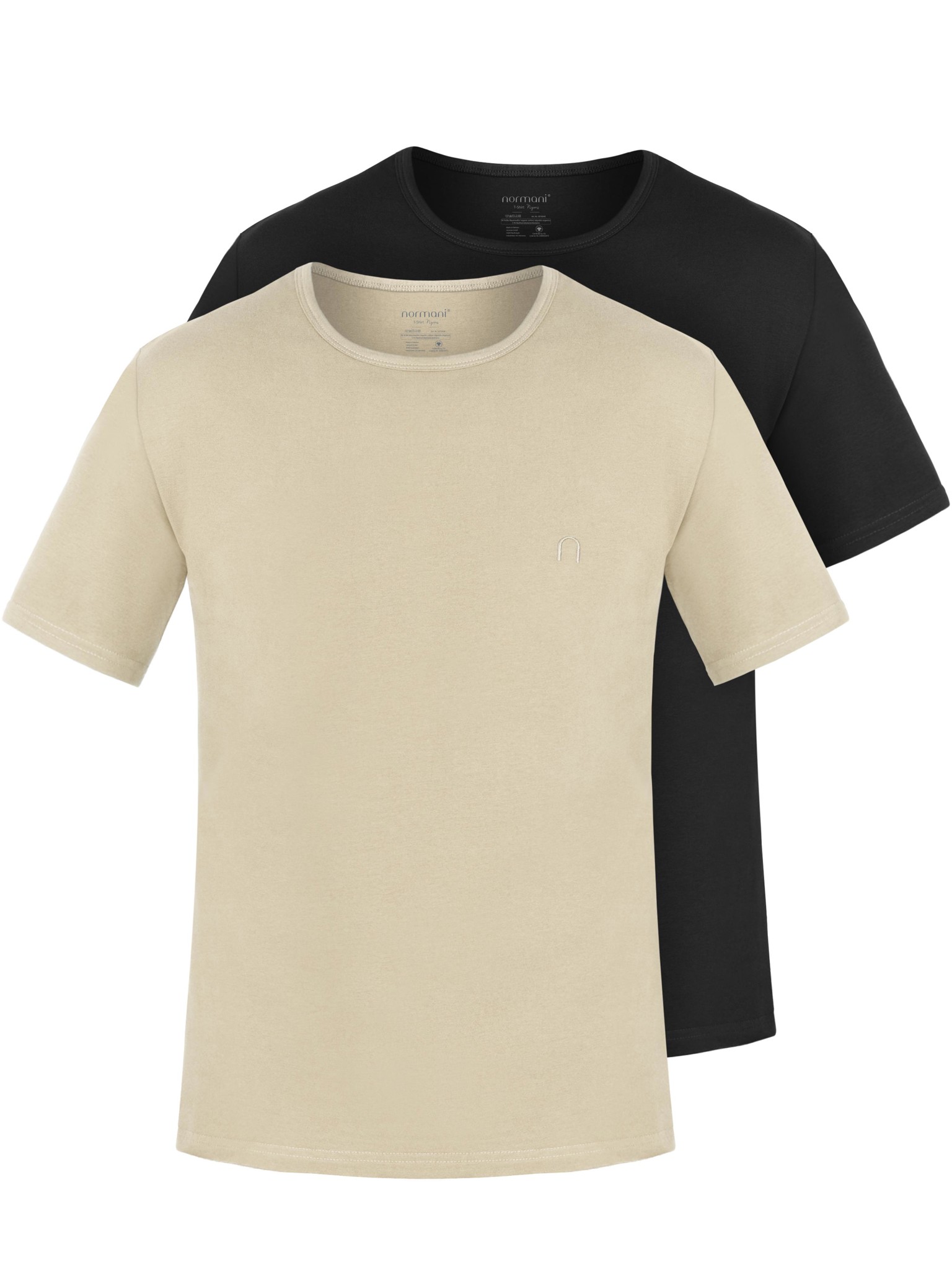 Bild von 2er Set Herren T-Shirts aus Bio-Baumwolle „Nyons“ Beige/Schwarz