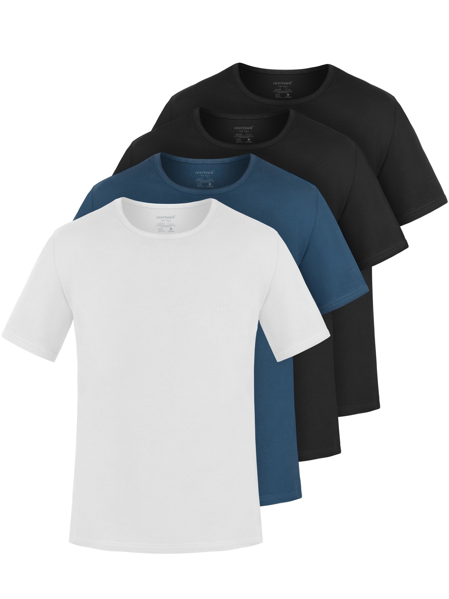 Bild von 4er Set Herren T-Shirt aus Bio-Baumwolle „Nyons“ Marine/Schwarz/Schwarz/Weiß