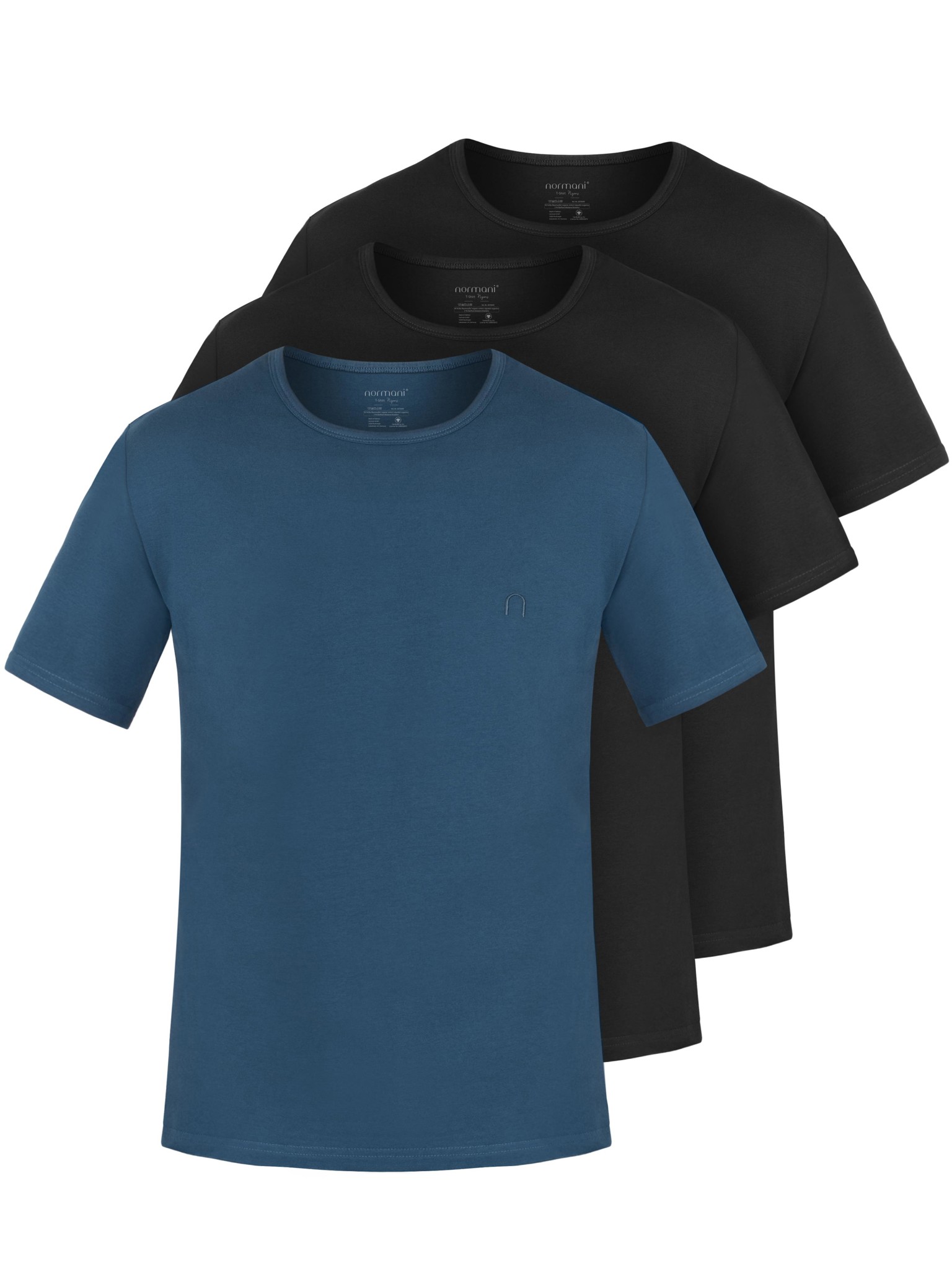 Bild von 3er Set Herren T-Shirts aus Bio-Baumwolle „Nyons“ Marine/Schwarz/Schwarz