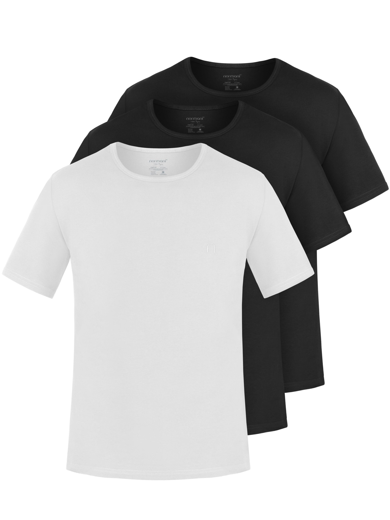 Bild von 3er Set Herren T-Shirts aus Bio-Baumwolle „Nyons“ Schwarz/Schwarz/Weiß